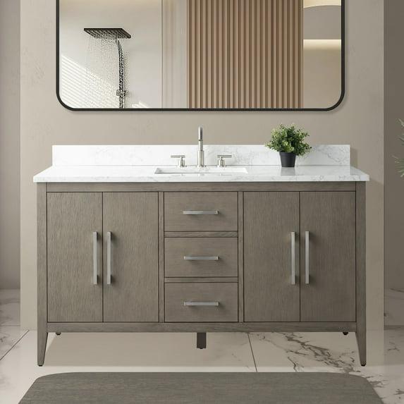60'' Single Bathroom Vanity with Engineered Marble Top