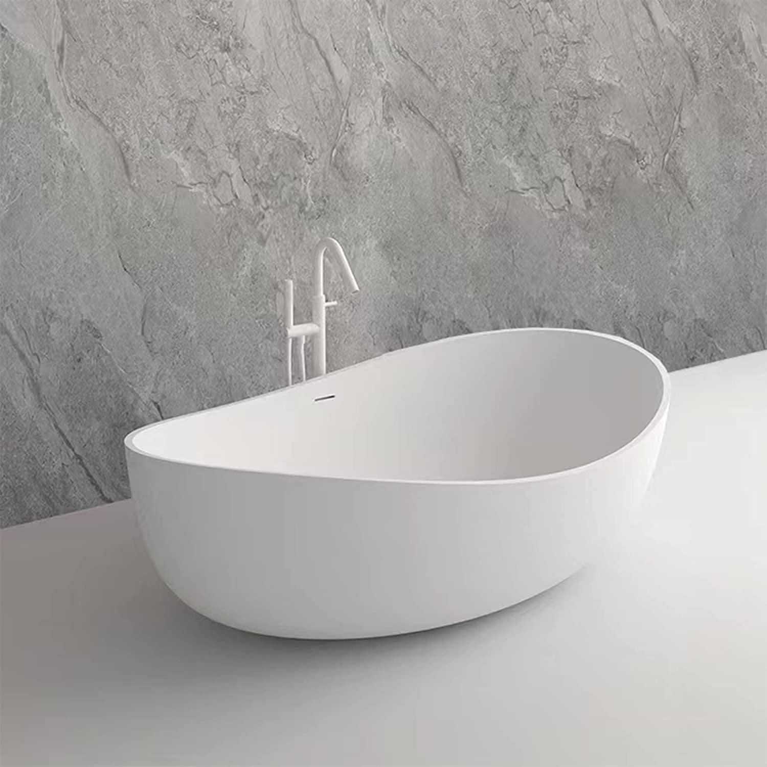Vanity Art 63" x 37" Freestanding Soaking Stone Bathtub VA6918-ML