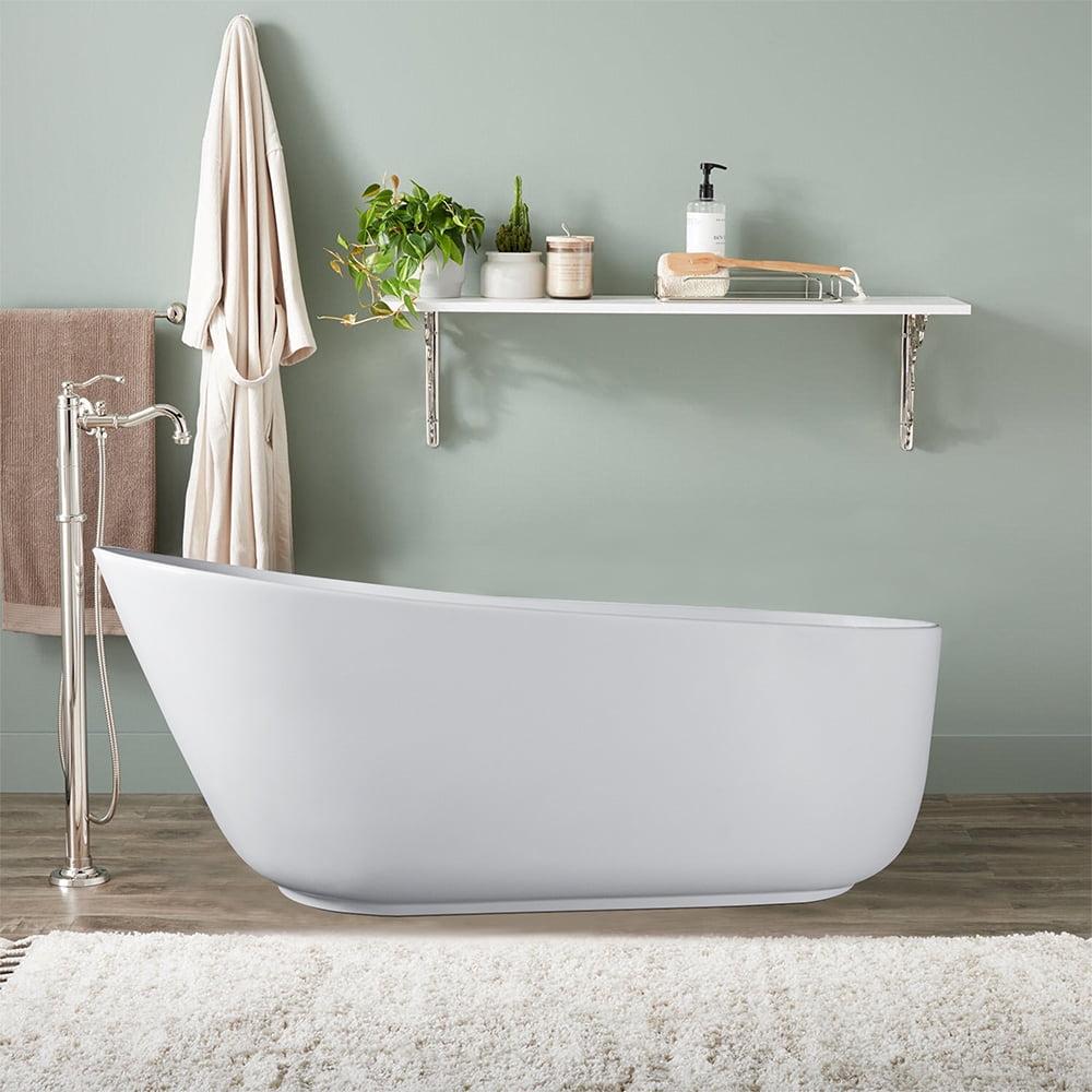 67'' Matte White Solid Surface Freestanding Bathtub