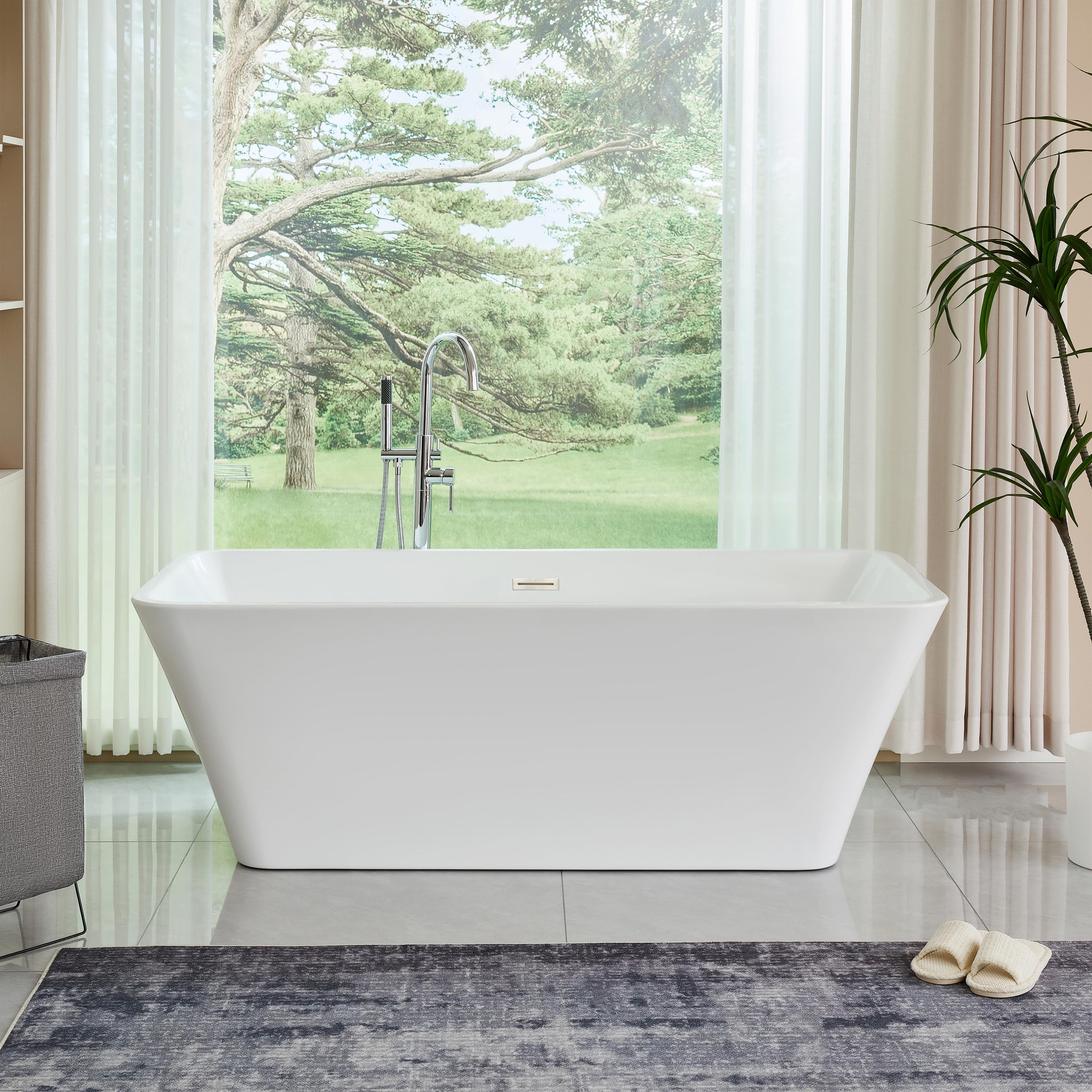 67'' White Acrylic Freestanding Soaking Bathtub