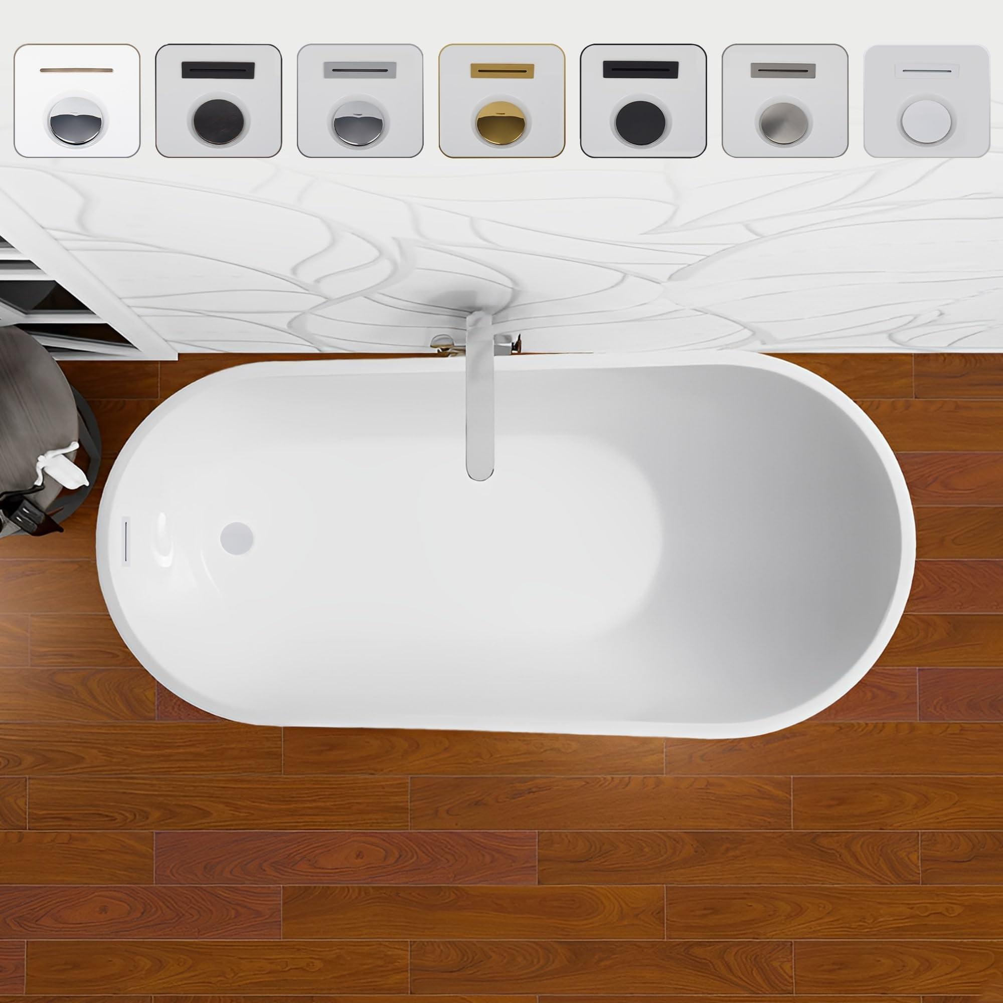 Cora 67" Pure White Freestanding Acrylic Bathtub