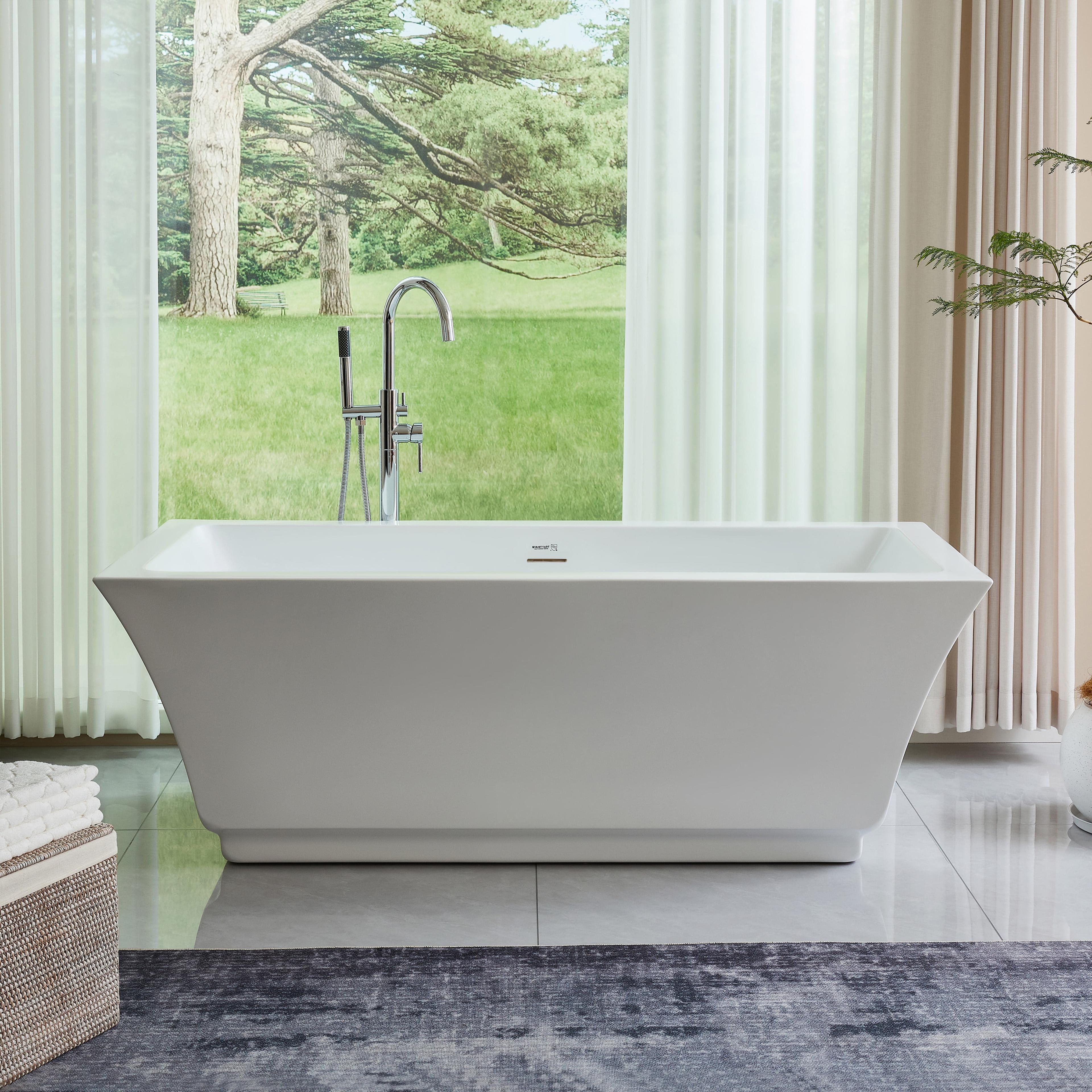 67'' White Acrylic Freestanding Soaking Bathtub