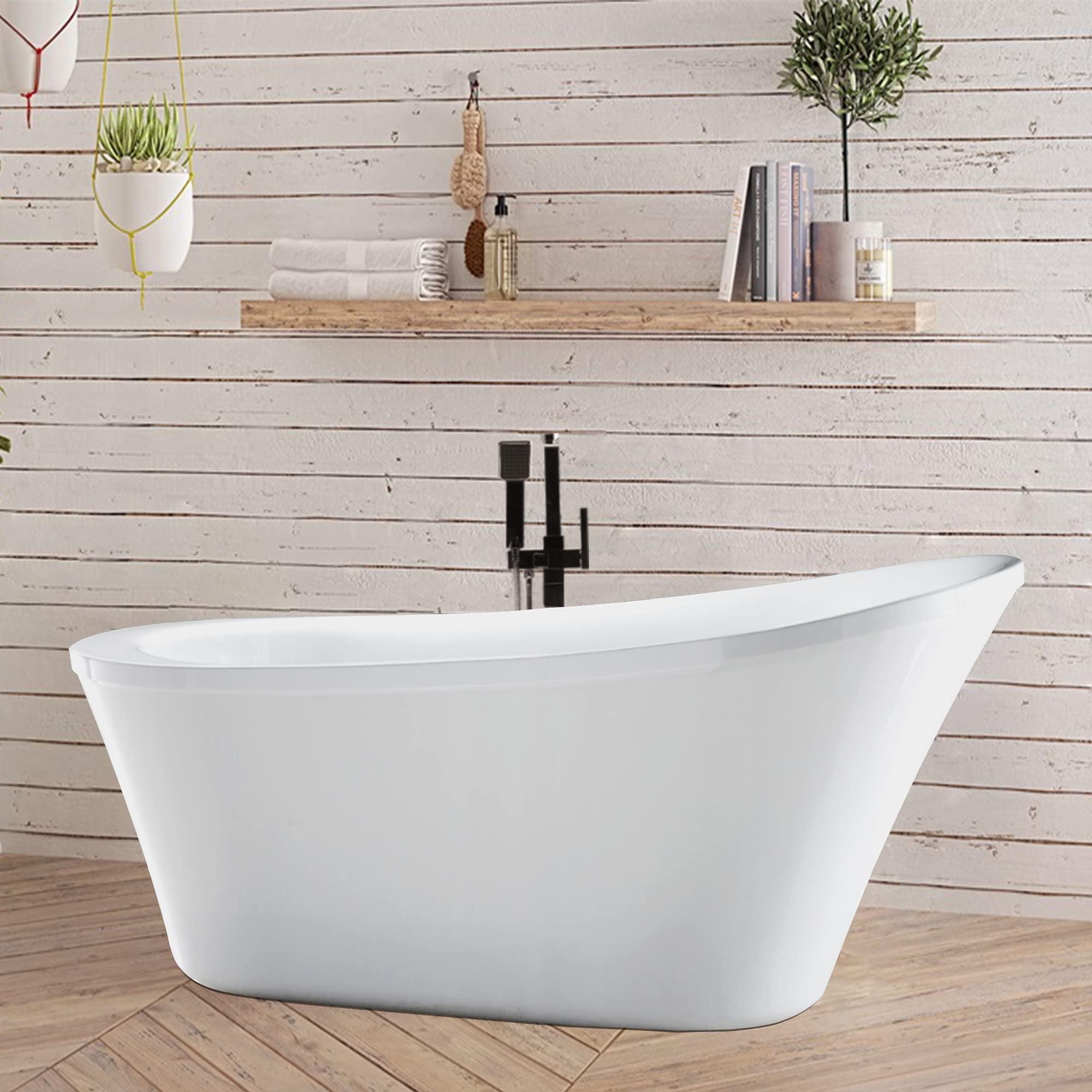 Vanity Art 70" White Acrylic Freestanding Soaking Bathtub