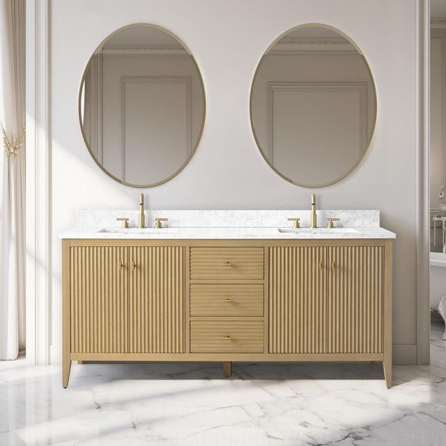 72'' Double Bathroom Vanity with Engineered Marble Top