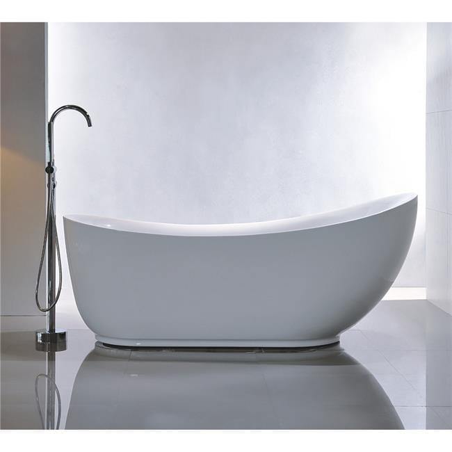 Vanity Art 71" x 34" Acrylic Freestanding Bathtub Contemporary Soaking Tub with Overflow and Pop-Up Drain, VA6512-L