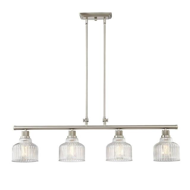 Vanity Art Modern 4-Lights Kitchen Island Pendant Lighting in Satin Nickel with Clear Glass Shade Farmhouse Hanging Lamp Linear Ceiling Light Fixture IL209-4SN-CL
