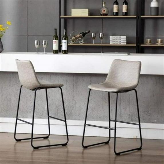 Vanity Art Set of 2 Pcs Synthetic Leather Upholstered Barstools Armlesss Dining Chairs with Metal Legs UC-13HG