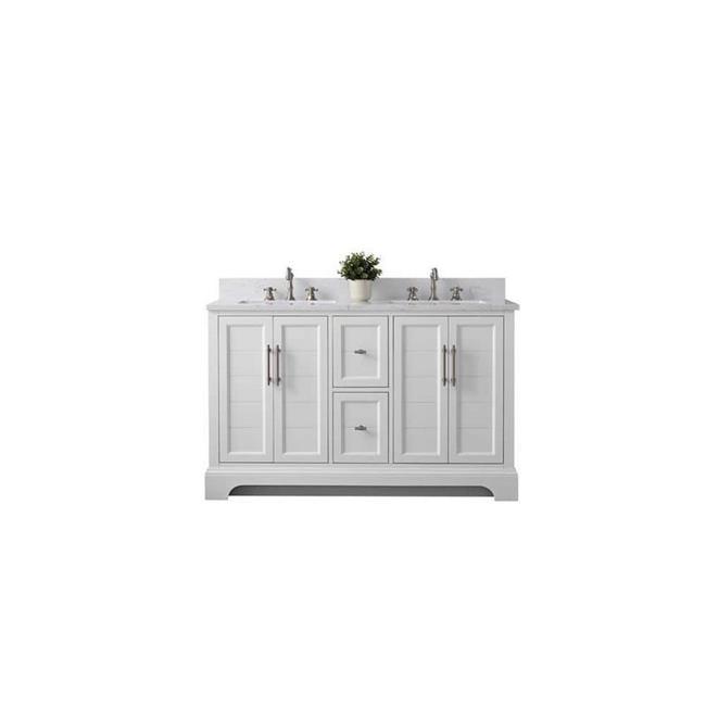Vanity Art VA5054-W 54 x 22 x 34 in. Single Sink Bathroom Vanity with Quartz Top & Backsplash, White
