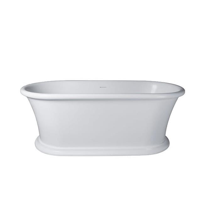 61" Matte White Freestanding Solid Surface Soaking Bathtub