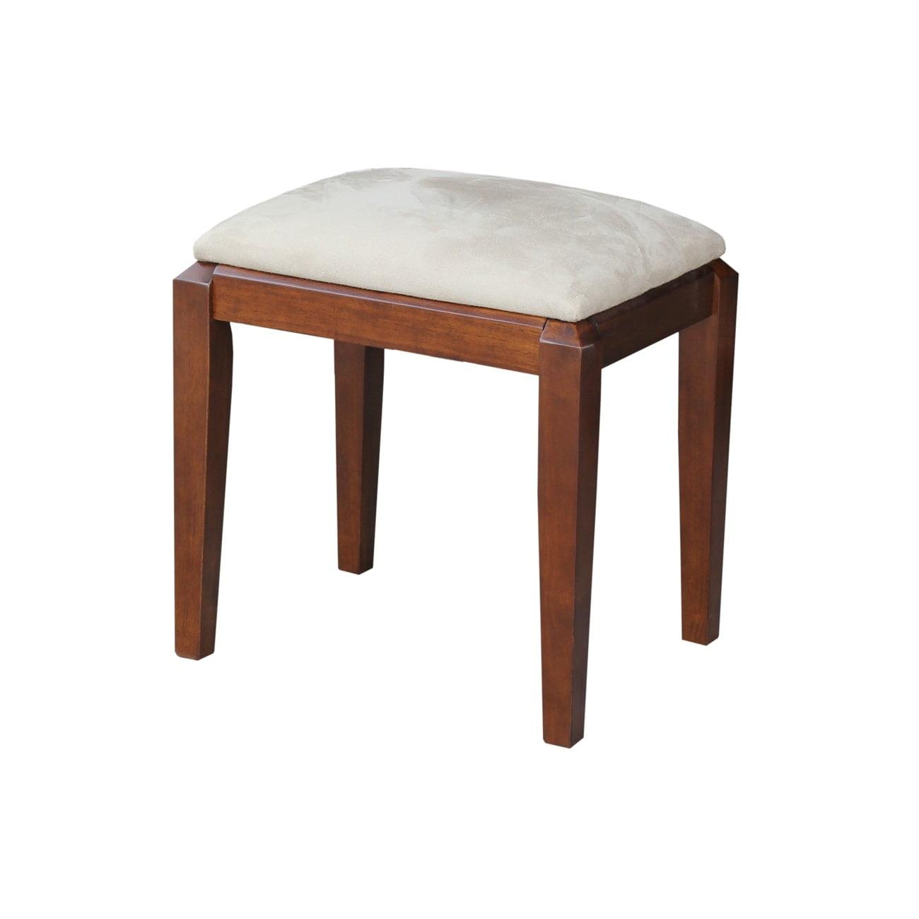 Solid Wood Vanity Bench Brown - International Concepts: Upholstered, Parawood Makeup Seat