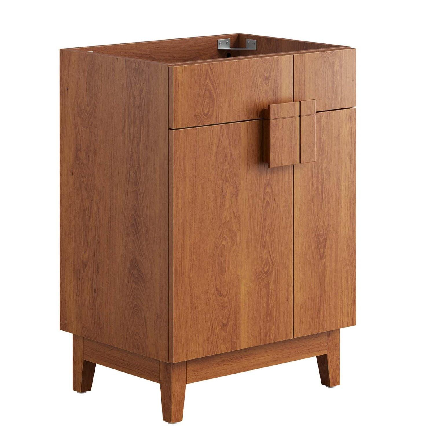 Miles 24" Walnut Bathroom Vanity Cabinet with Asymmetrical Doors