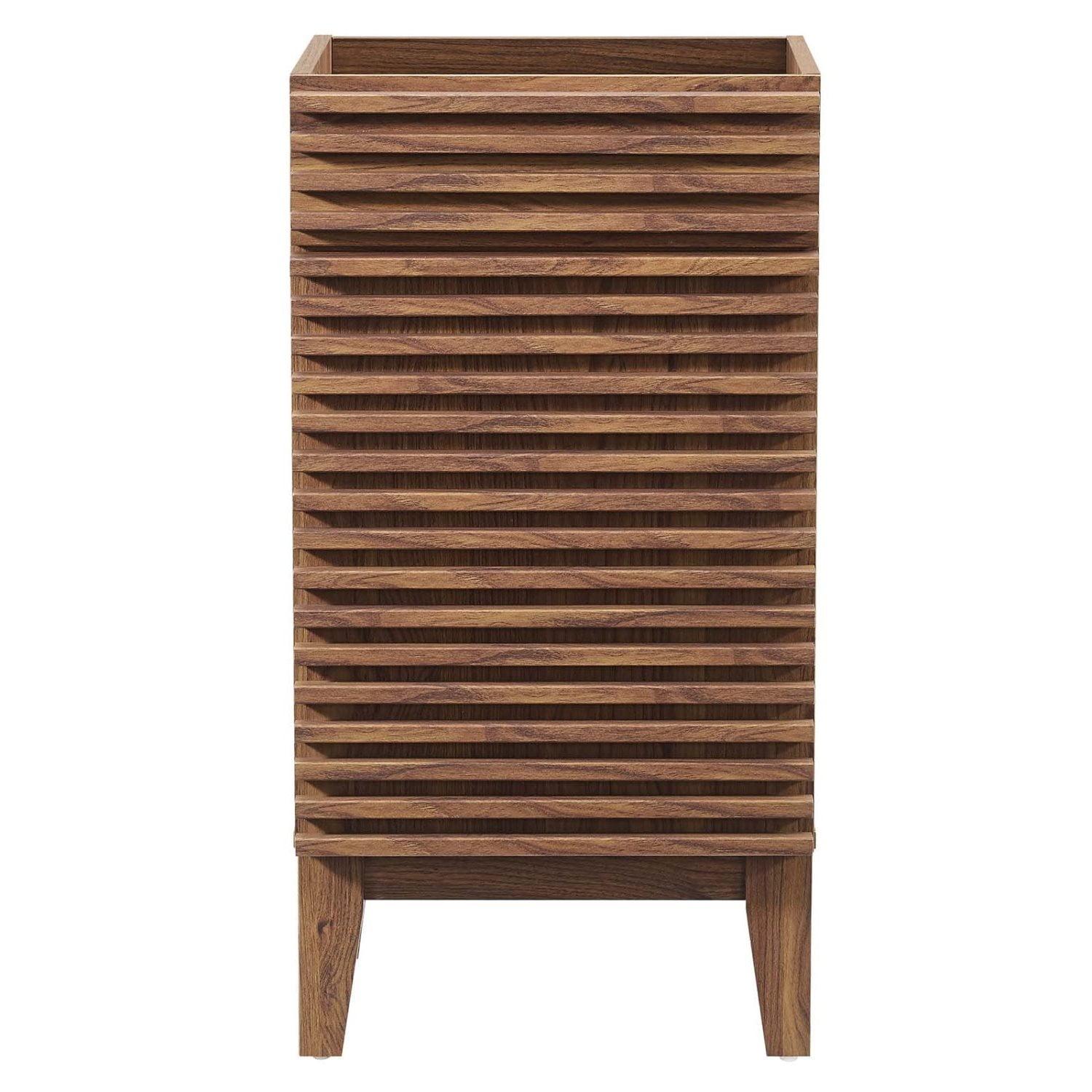 Walnut Wood 18" Mid Century Modern Bathroom Vanity Cabinet