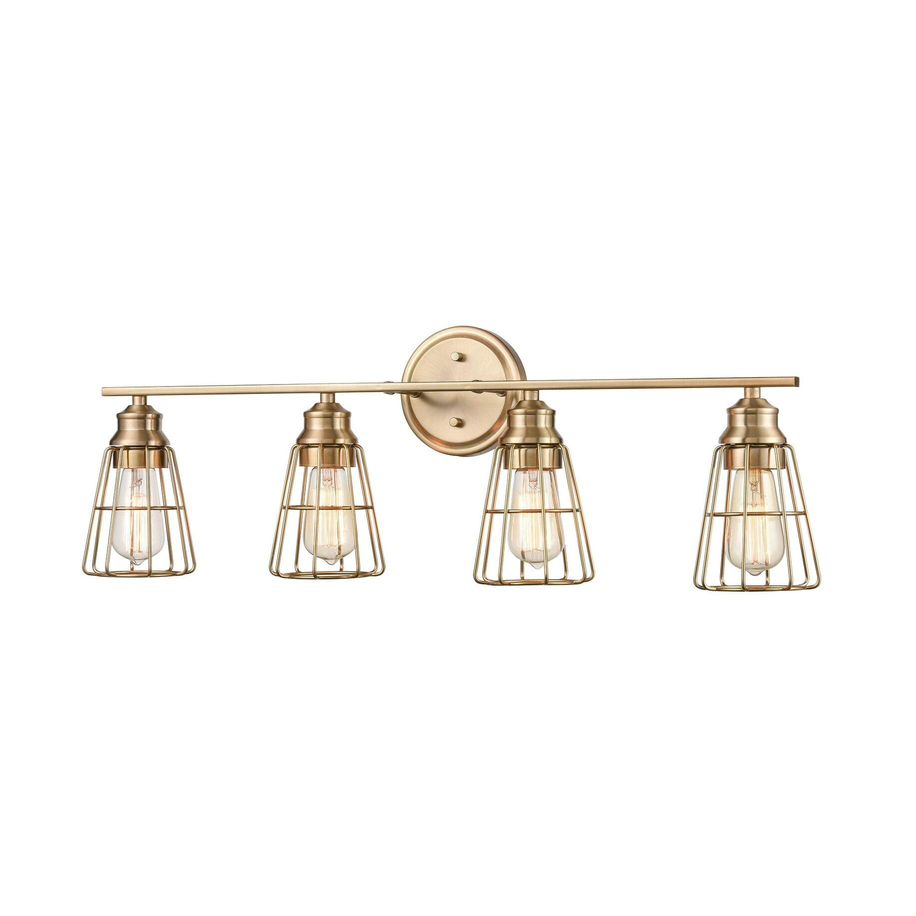 Modern Gold 4-Light Metal Cage Vanity Fixture