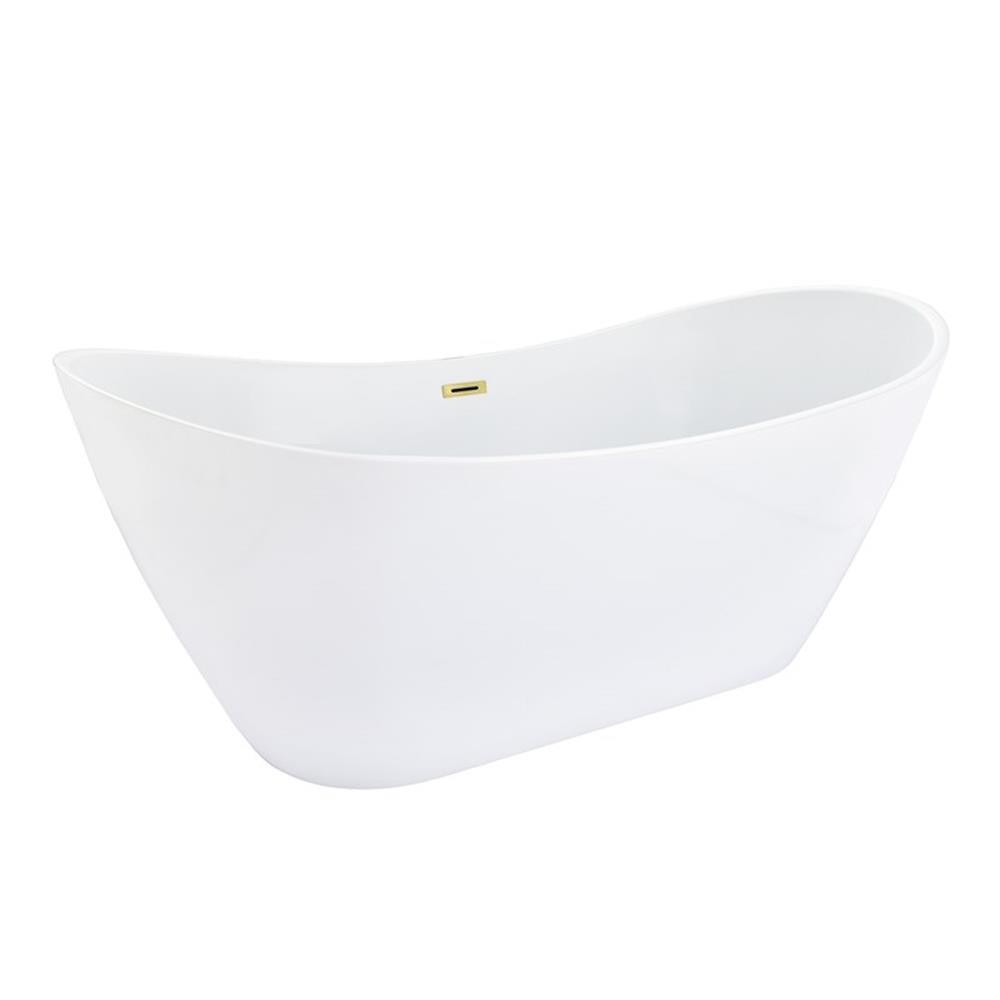 Vansza 67'' Glossy White Acrylic Freestanding Soaking Bathtub