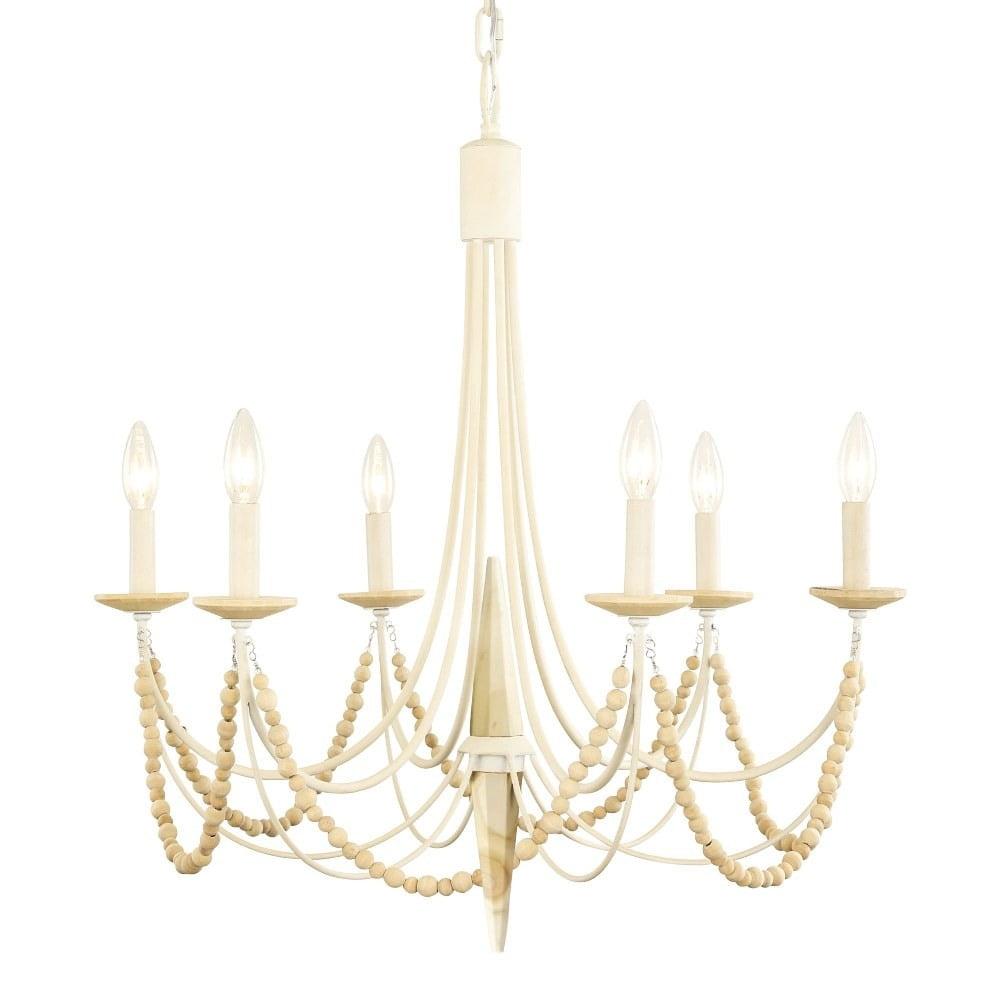 Brentwood Coastal Elegance 6-Light White Crystal Chandelier