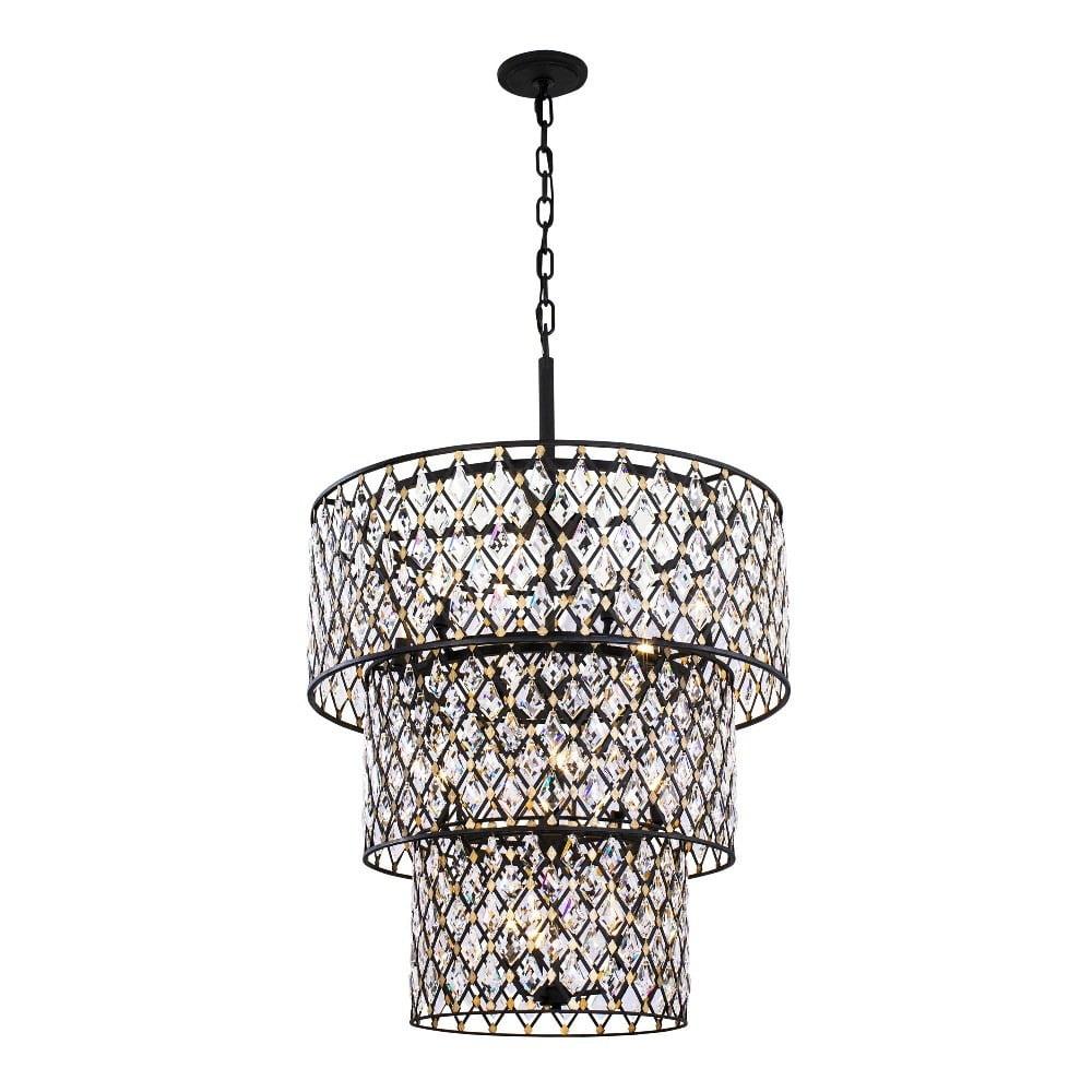 Windsor Black and Gold 13-Light Drum Chandelier