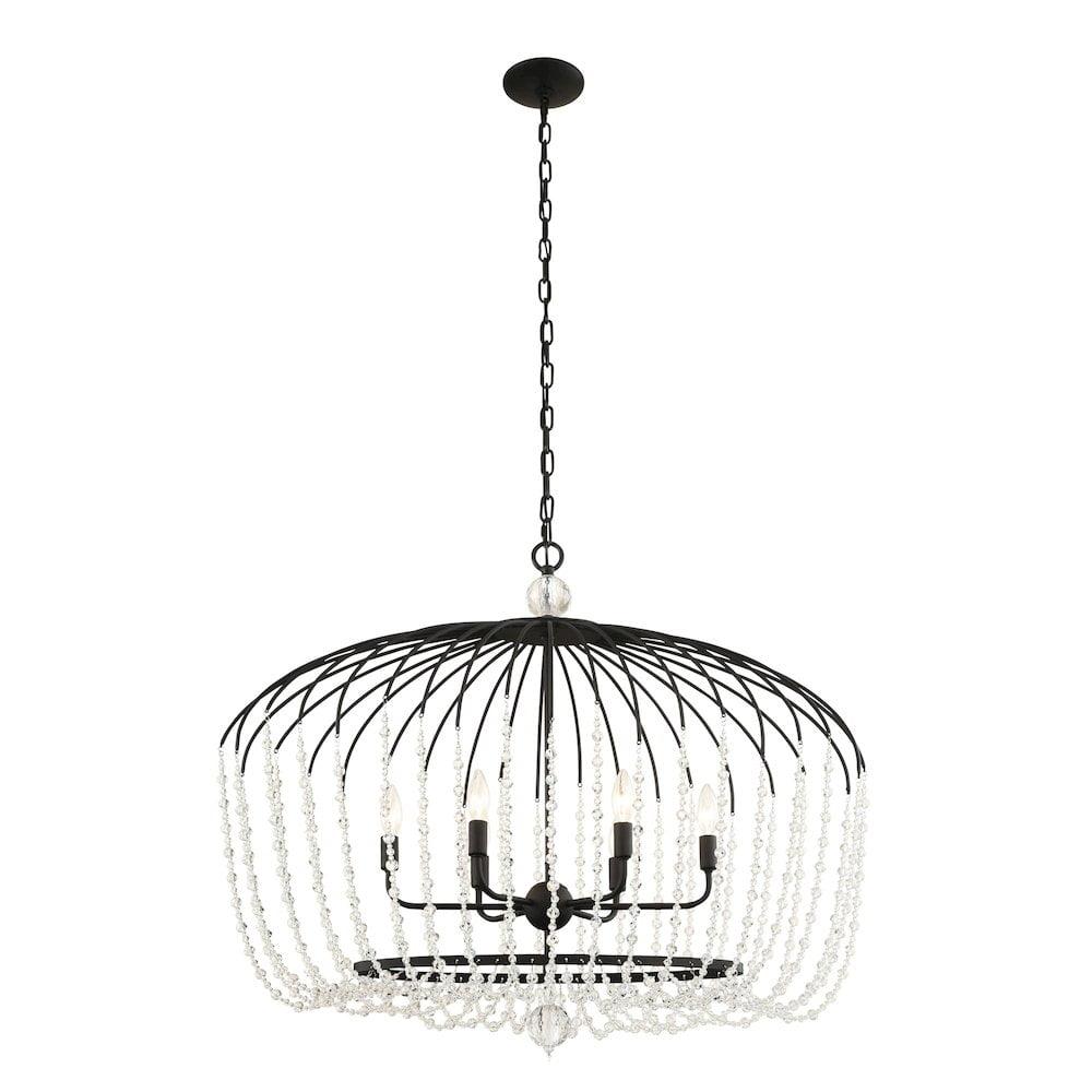 Varaluz Voliere 6-Lt Crystal Oval Pendant - Matte Black