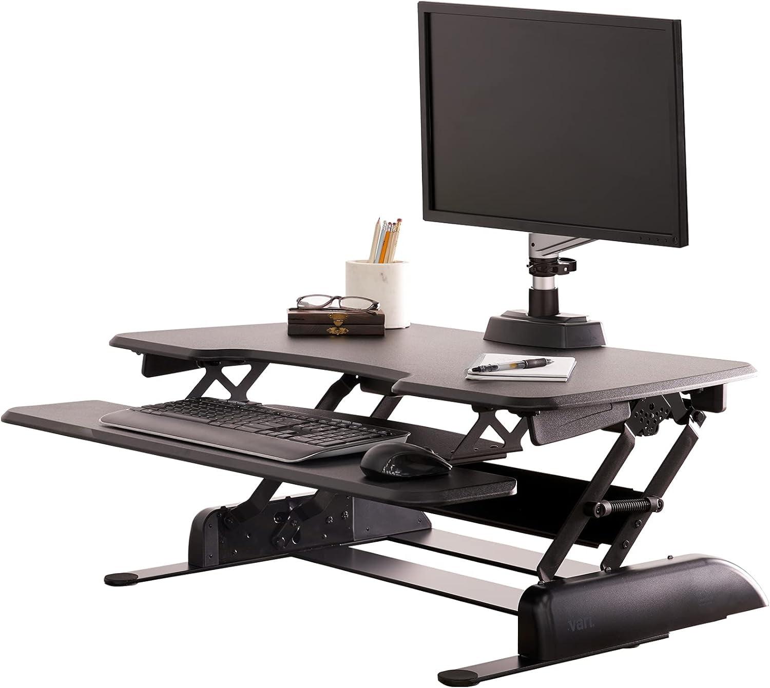 Black 36" Two-Tier Adjustable Standing Desk Converter