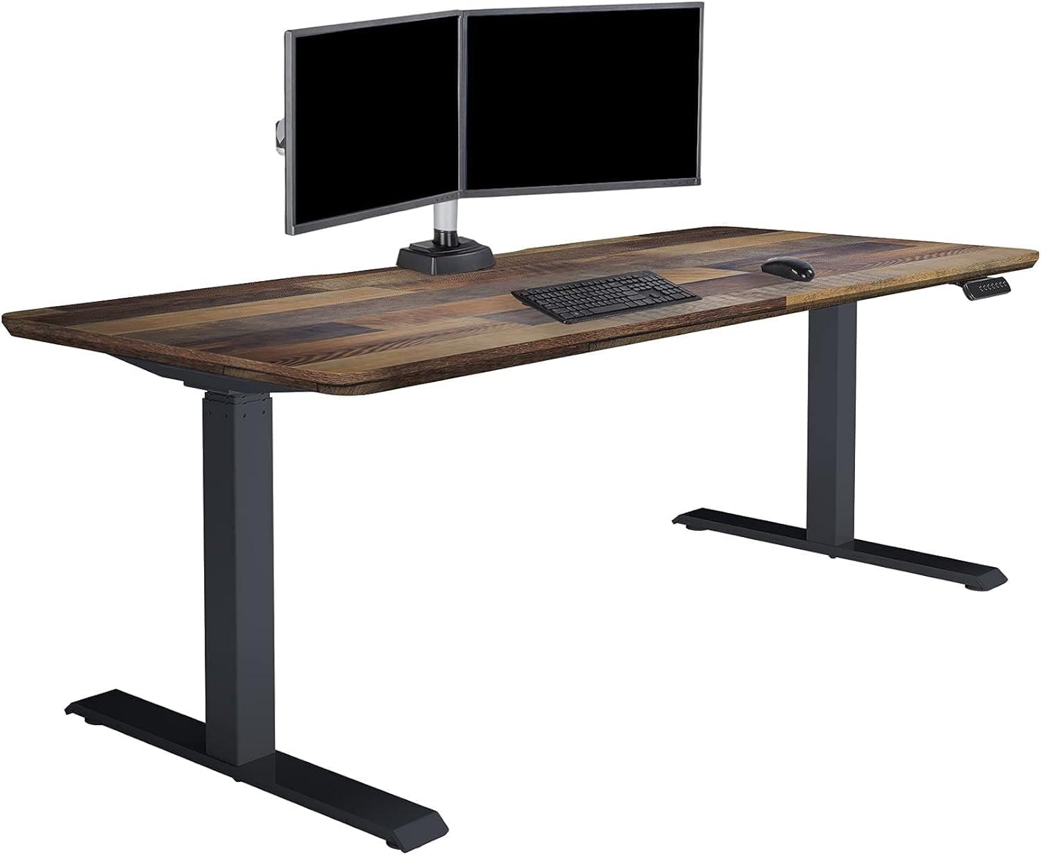 Reclaimed Wood 72" Electric Adjustable Standing Desk with Slate Laminate