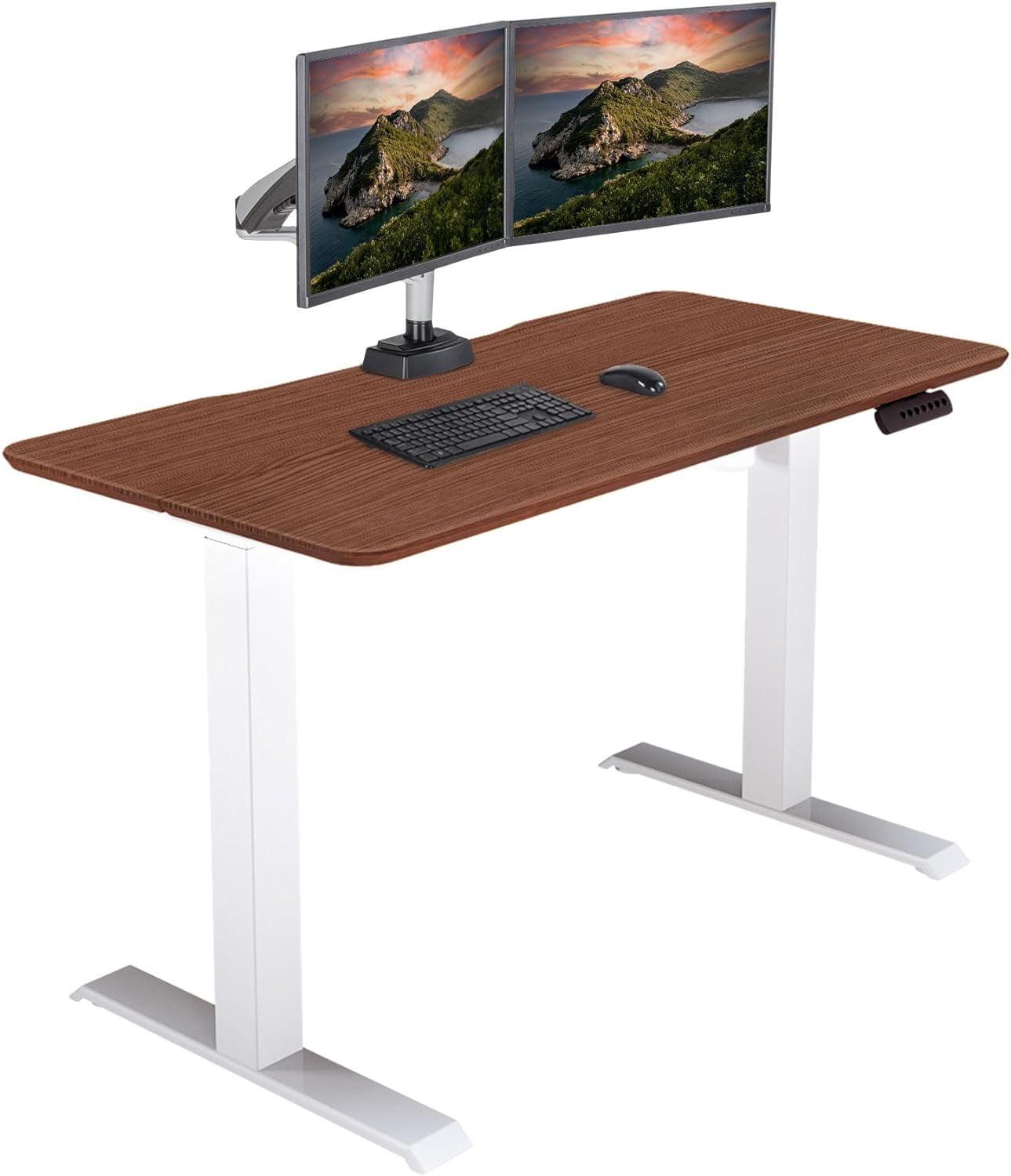 Hazel Wood Adjustable Height Electric Standing Desk with T-Shape Base