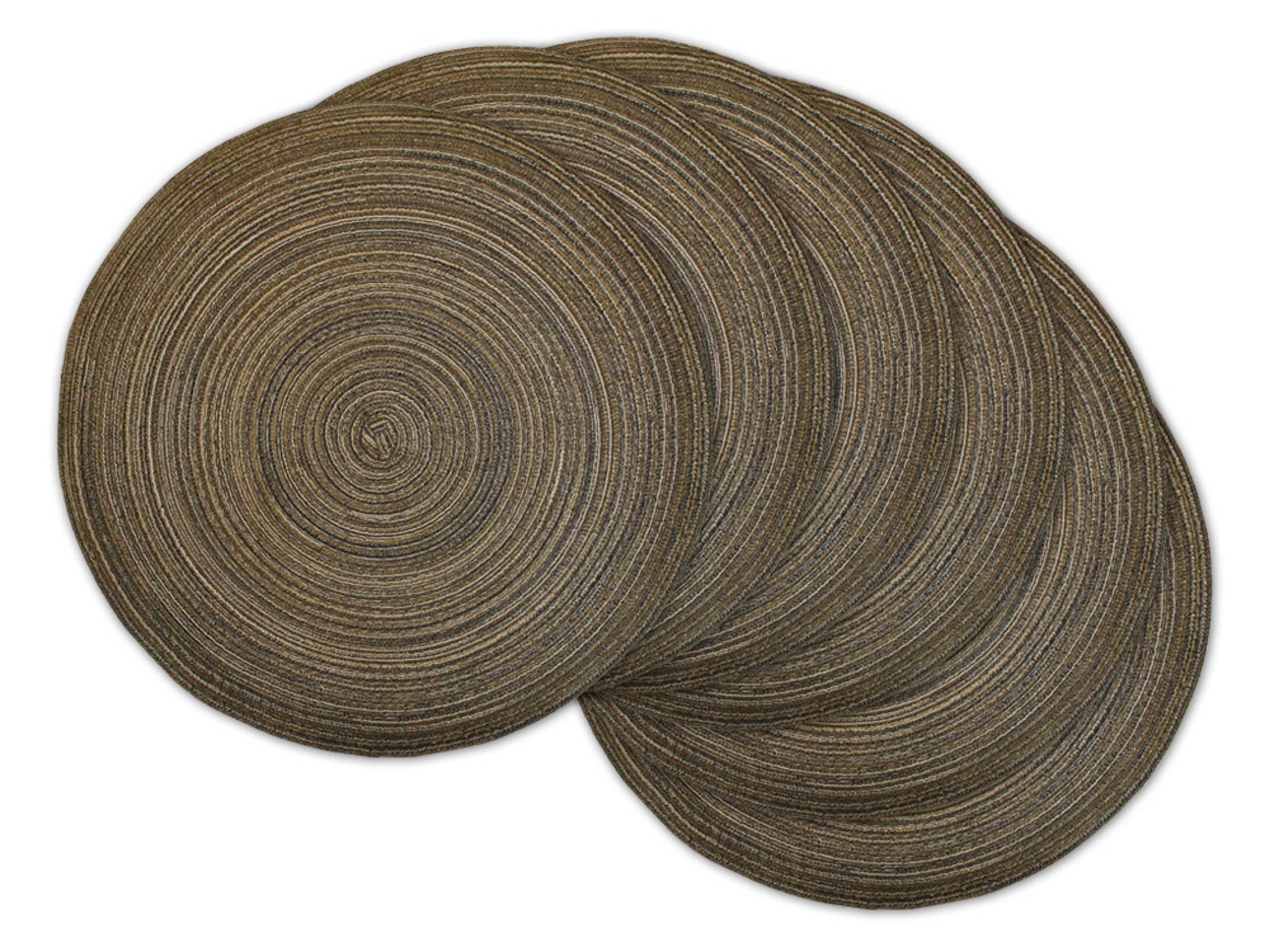 Set of 6 Variegated Lurex Round Woven Placemat Brown - Design Imports