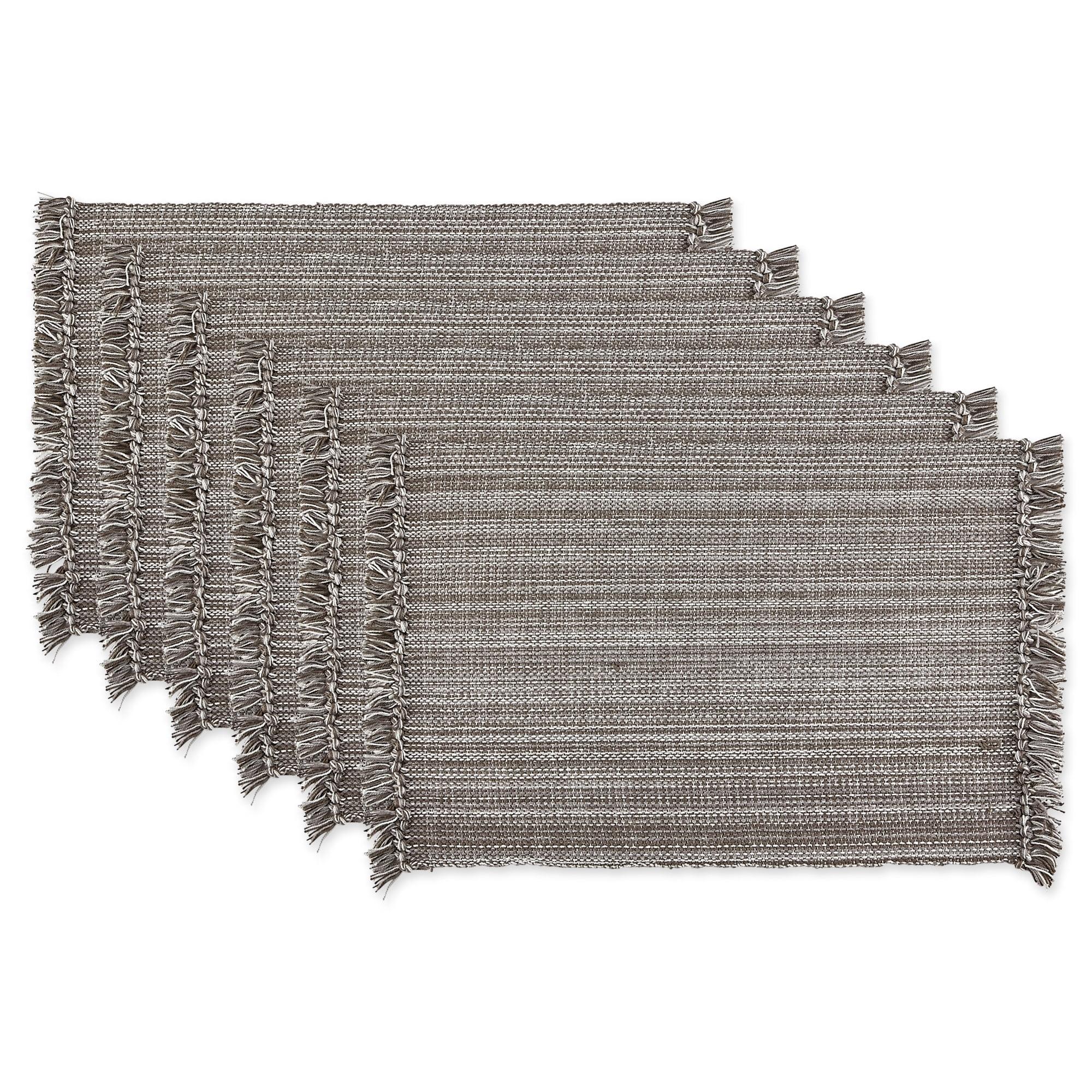 Gray Fringe Variegated Placemats (Set Of 6) - Design Imports