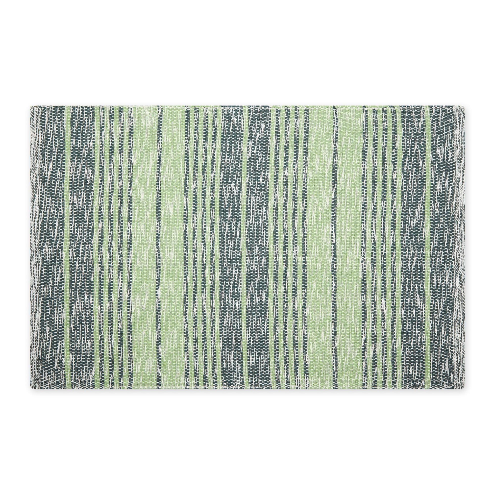 Variegated Hunter Green Stripe Handwoven Recycled Yarn Rug 2x3 Ft