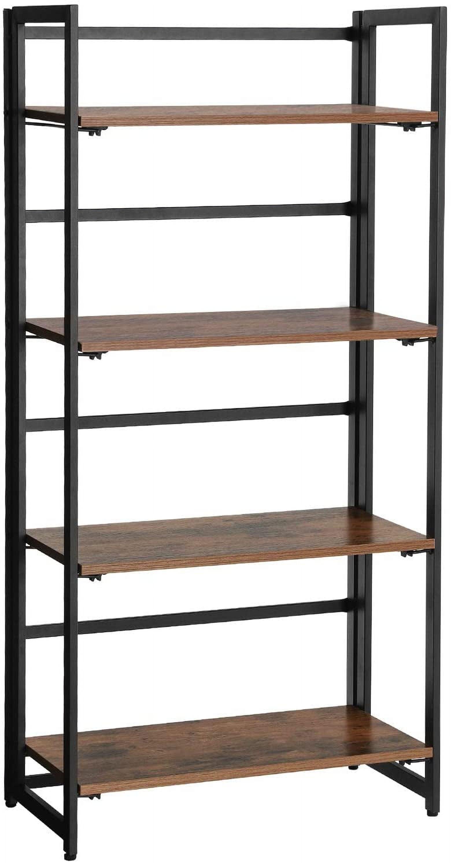 Rustic Brown 4-Tier Wood and Metal Ladder Shelf