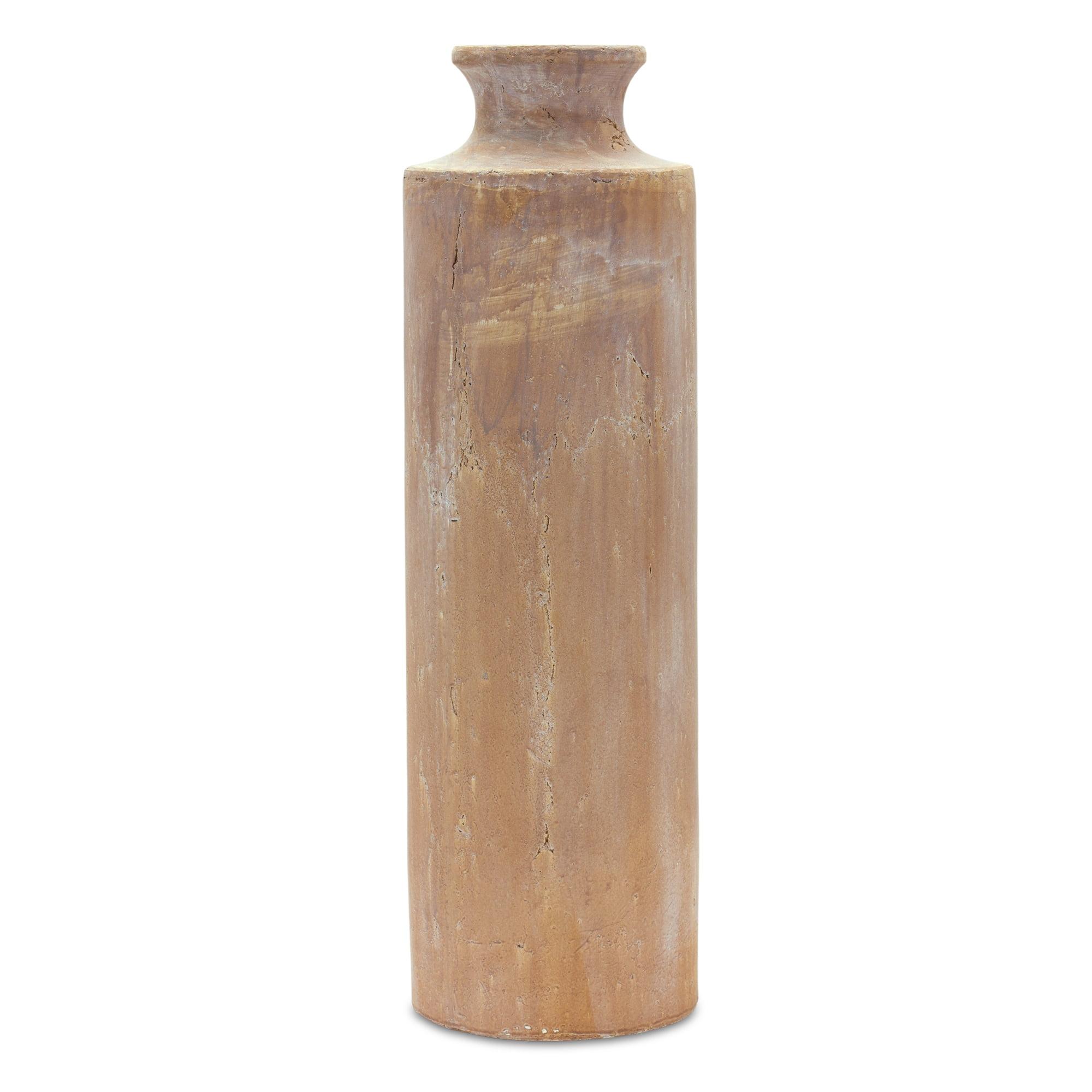 Weathered Terracotta 26" Decorative Floor Vase in Warm Brown