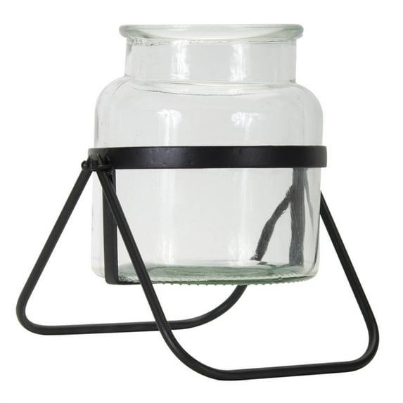Vase In Stand (Set Of 2) 9"H Metal, Glass