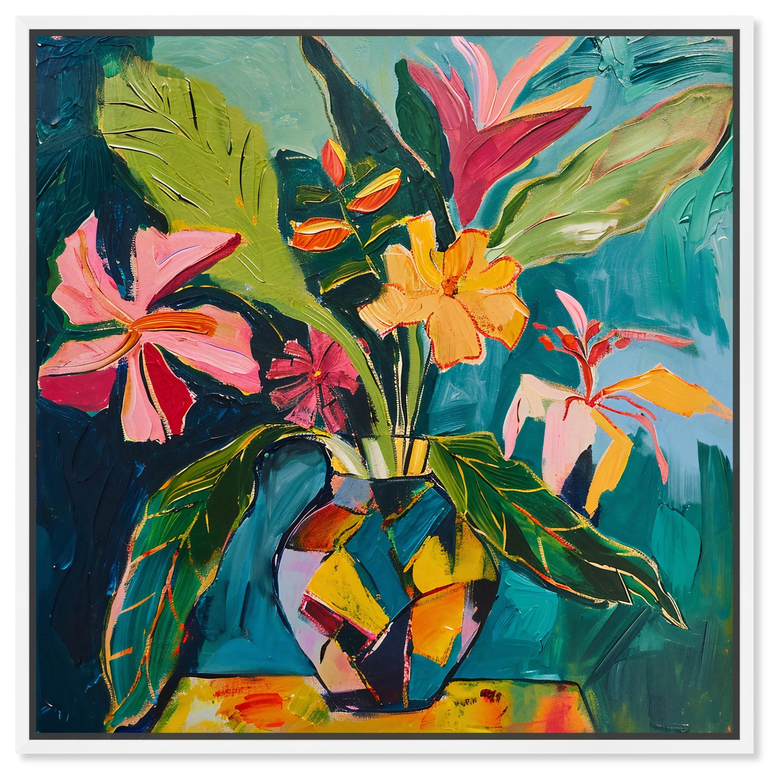 Art Remedy Art Remedy Vase Of Bright Tropical Flowers Ii In Vase Paintings 55959