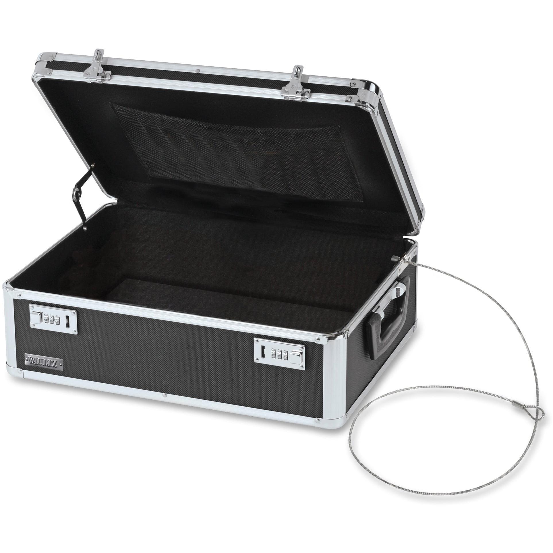 Black Dual Combination Lock Storage Box with Security Cable