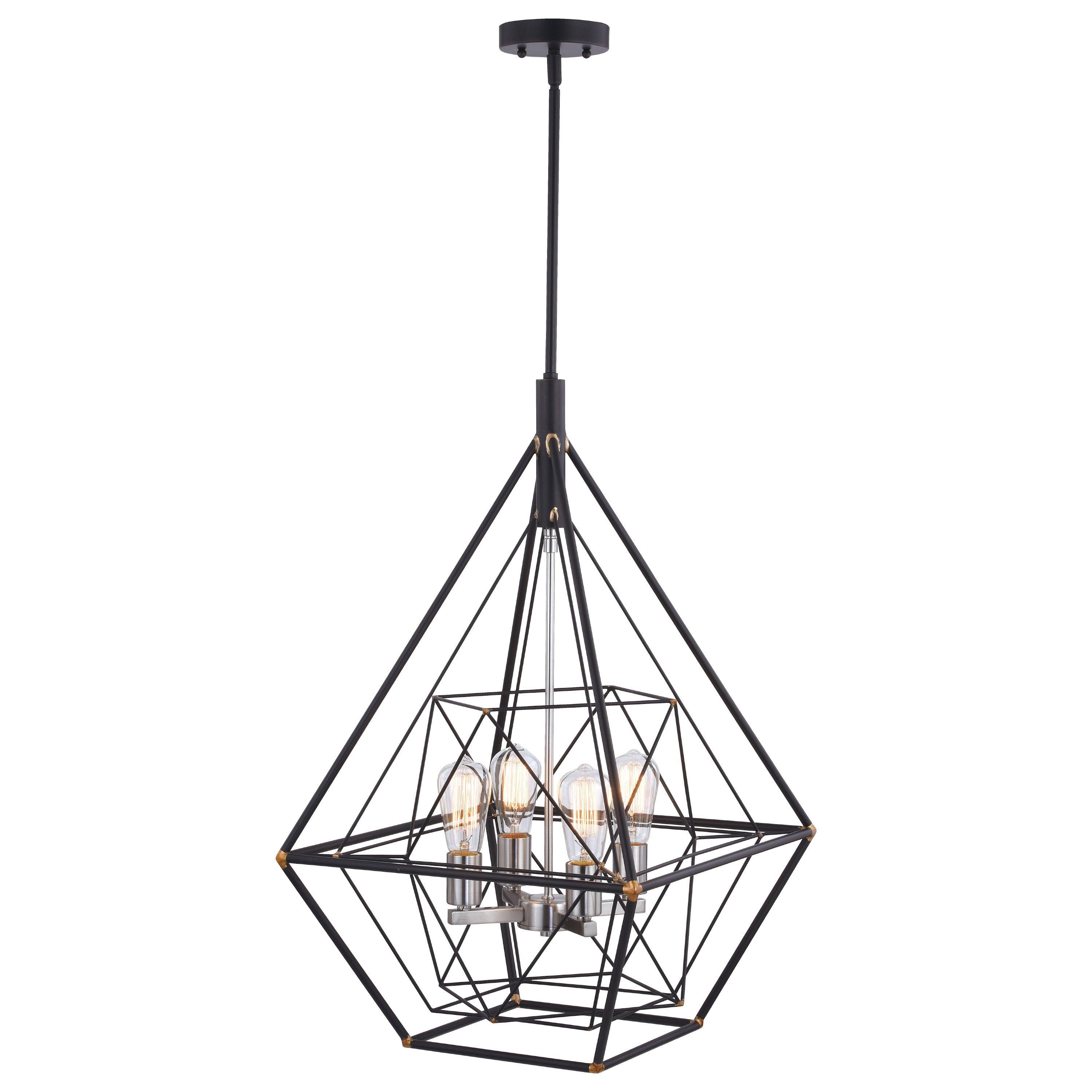 Bartlett 24" Geometric Industrial Pendant in Bronze and Satin Nickel