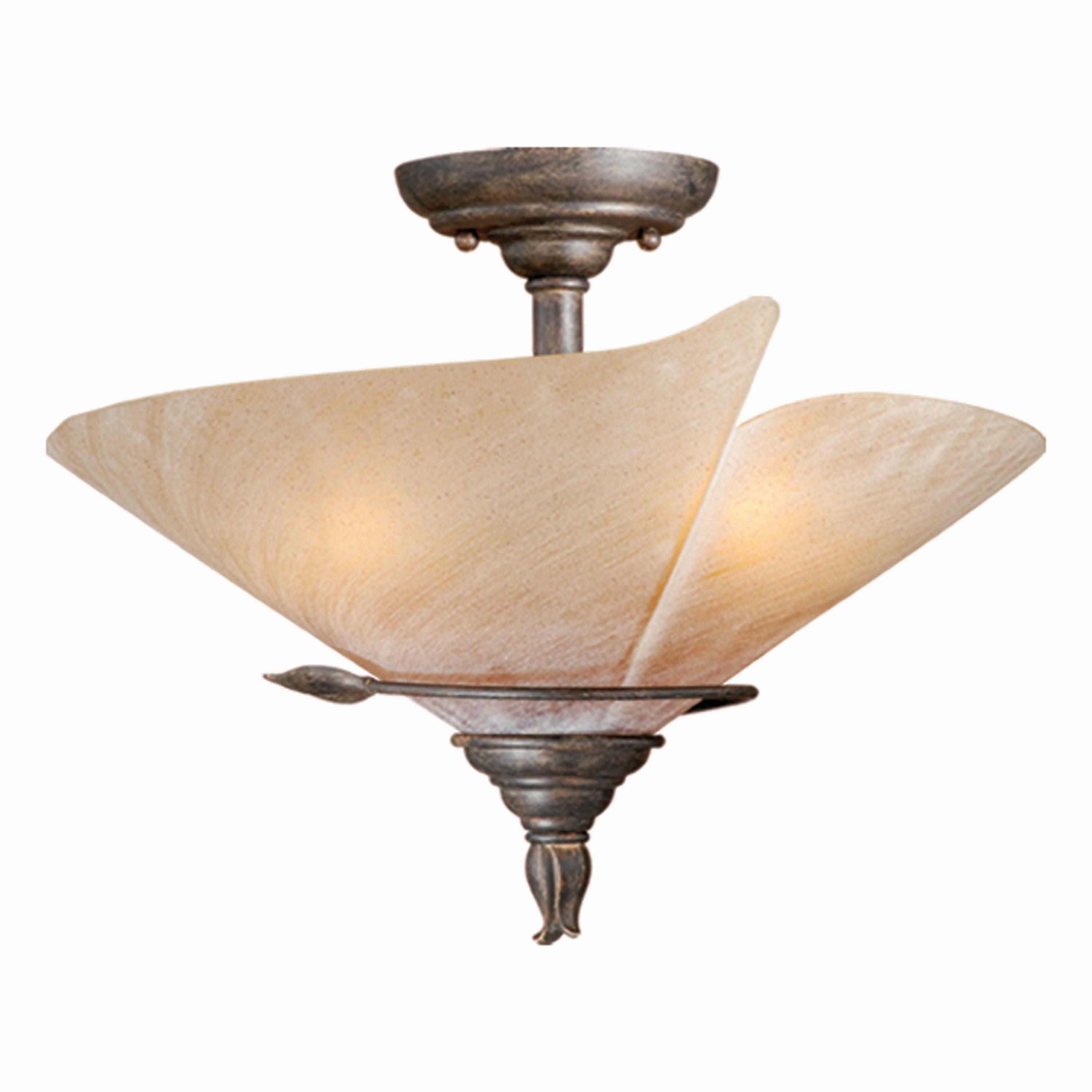 Capri Black Walnut 15" Semi-Flush Ceiling Light with Frosted Glass