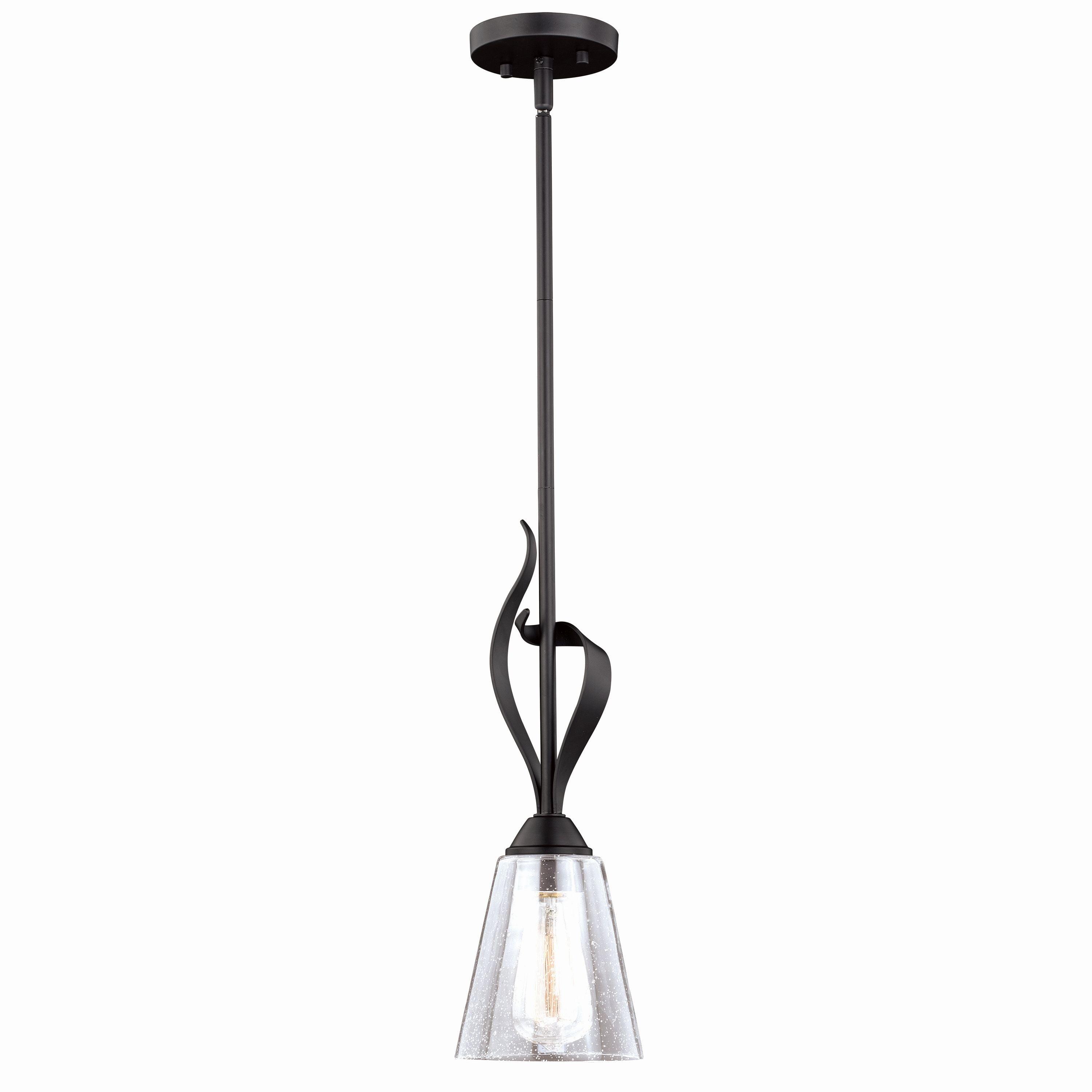 Cinta Vine-Inspired Mini Pendant with Seeded Glass in Oil Rubbed Bronze