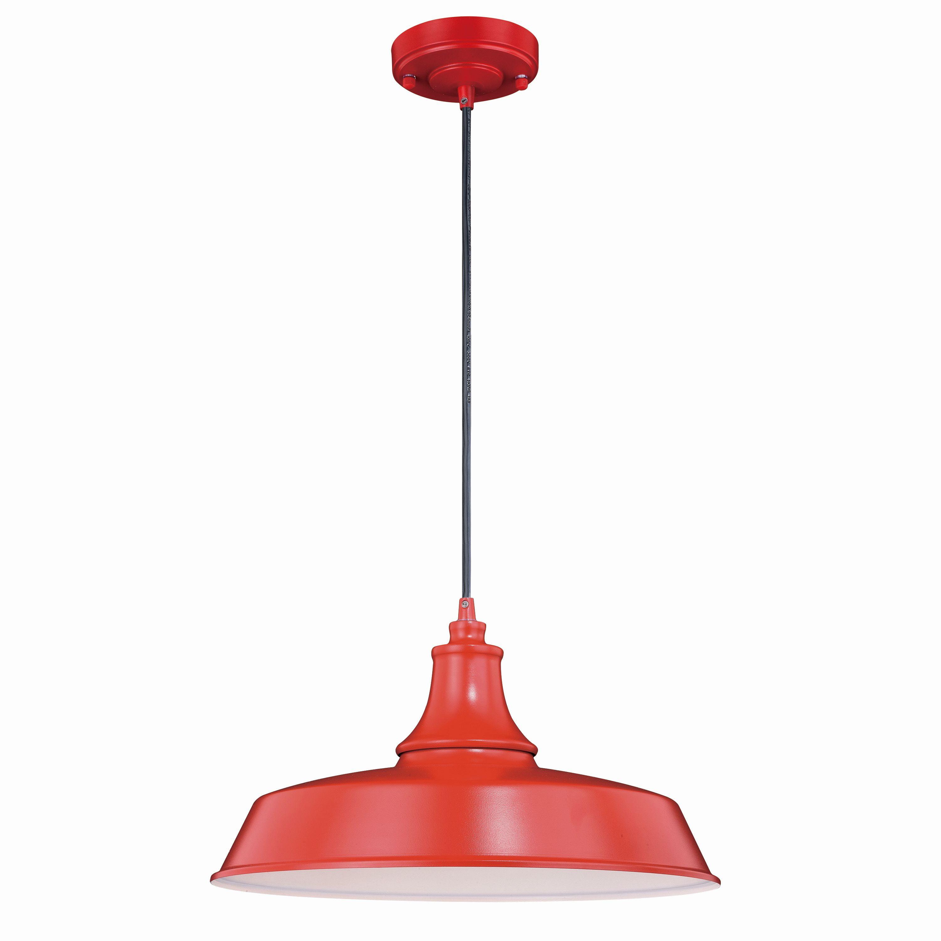 Dorado Farmhouse Red and White Outdoor Barn Dome Pendant Light