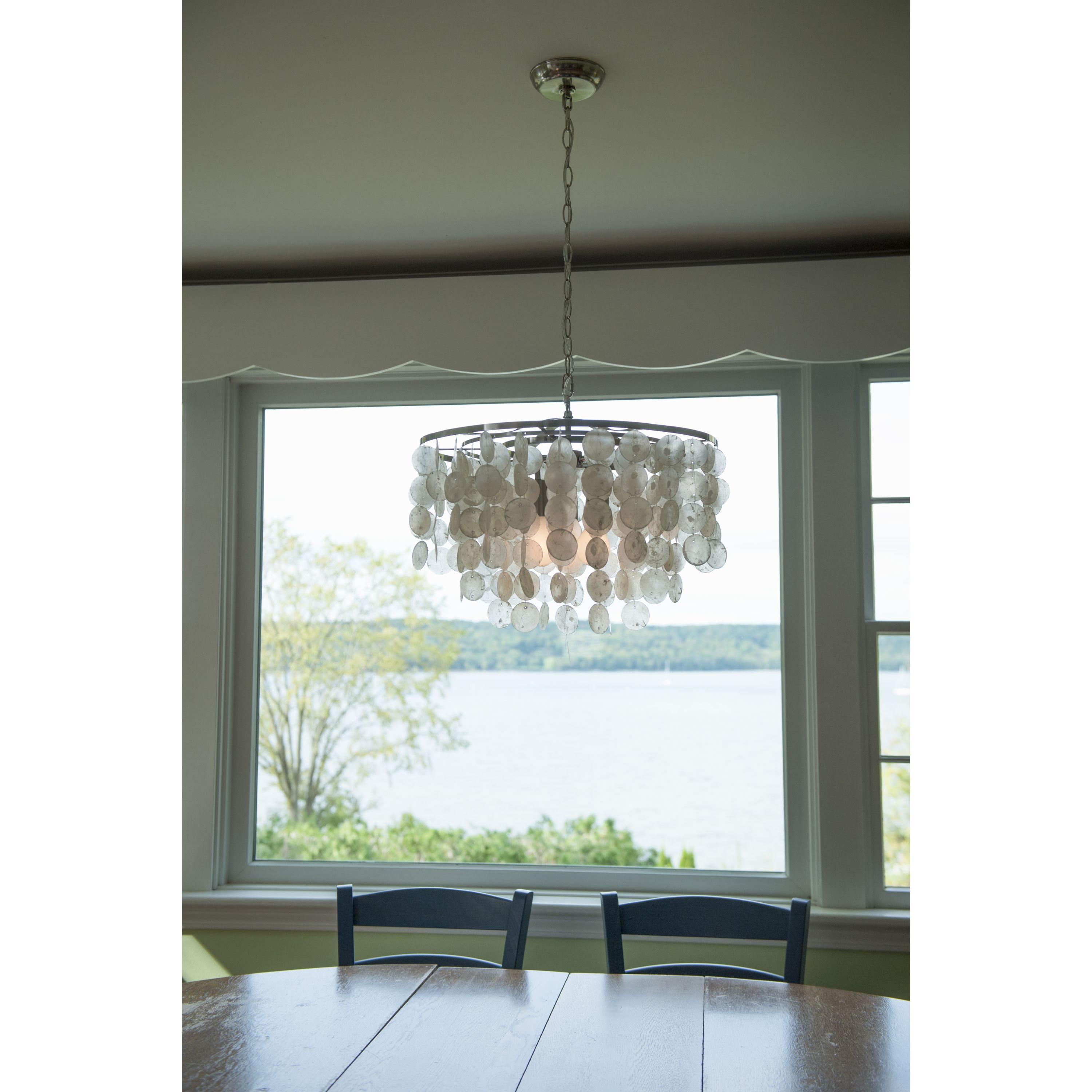 Elsa Satin Nickel 19'' Capiz Shell Pendant Light