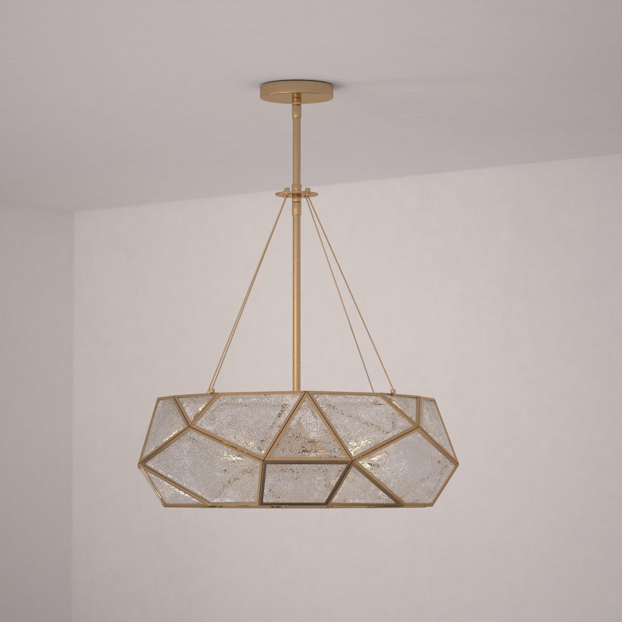 Euclid 20" Aged Brass Mid-Century Modern Pendant with Mercury Glass