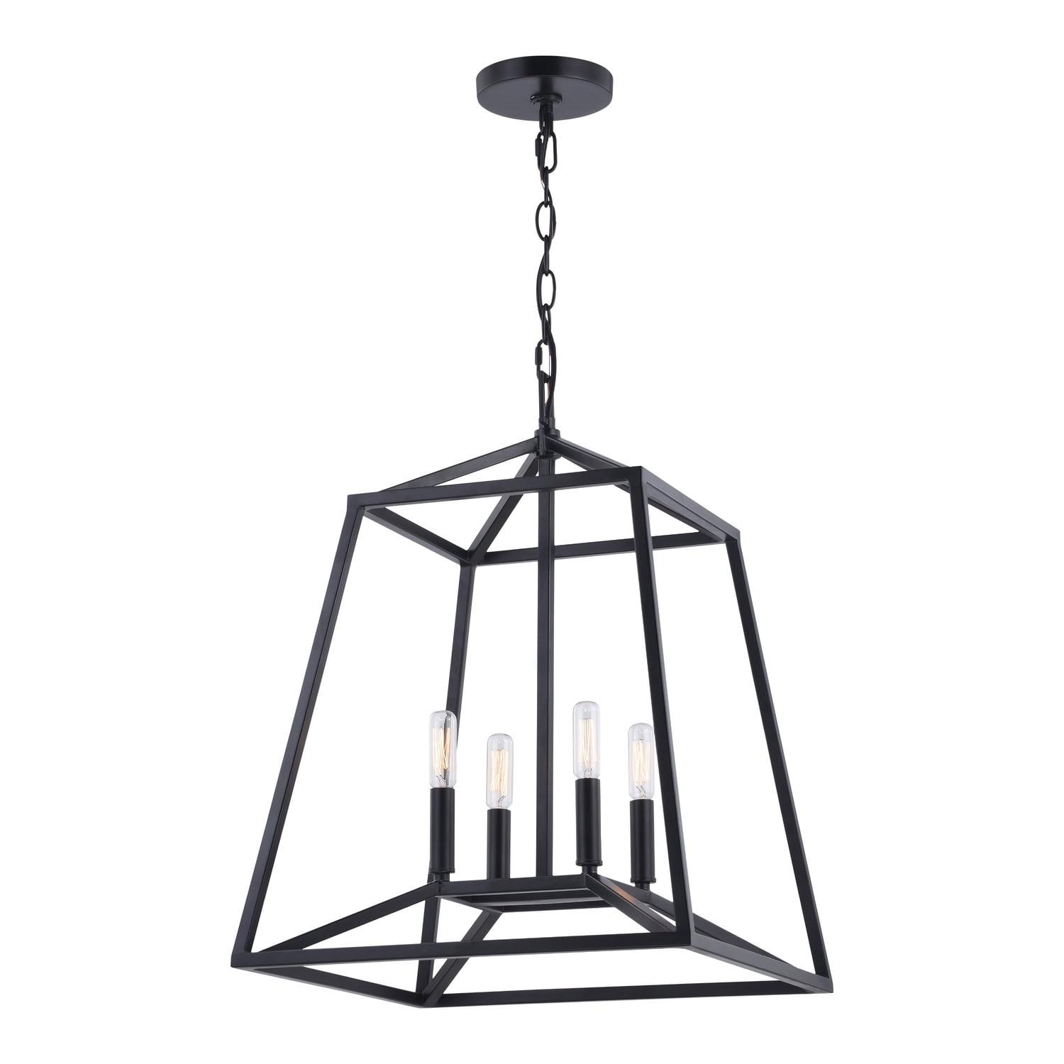 Hayes Black 4-Light Farmhouse Cage Pendant Lantern