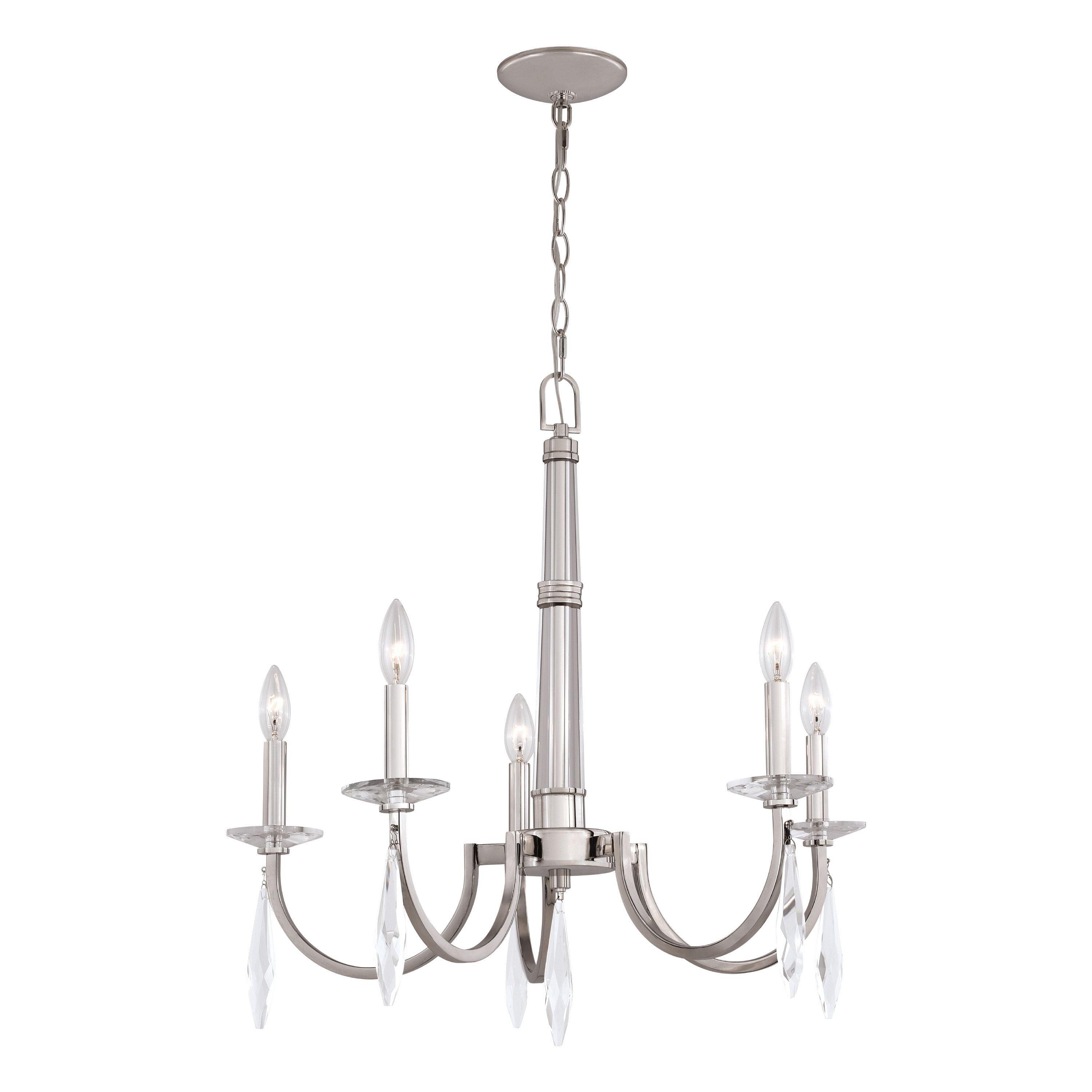 Hoyne Polished Nickel 5-Light Crystal Candle Chandelier