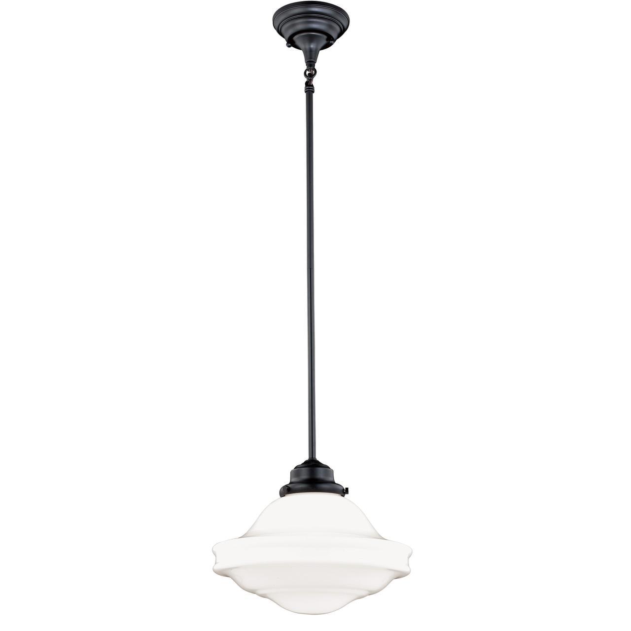 Huntley Oil Rubbed Bronze Pendant with White Glass Shade