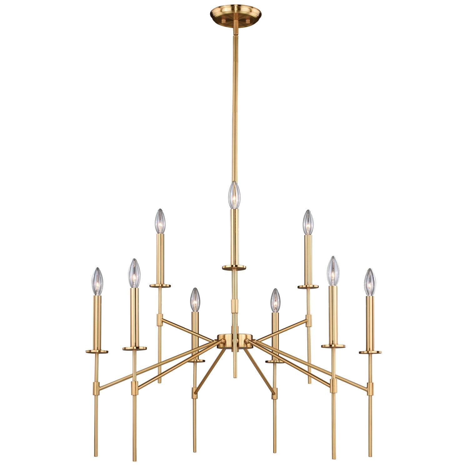 Vaxcel Kedzie 9 - Light Chandelier in  Natural Brass