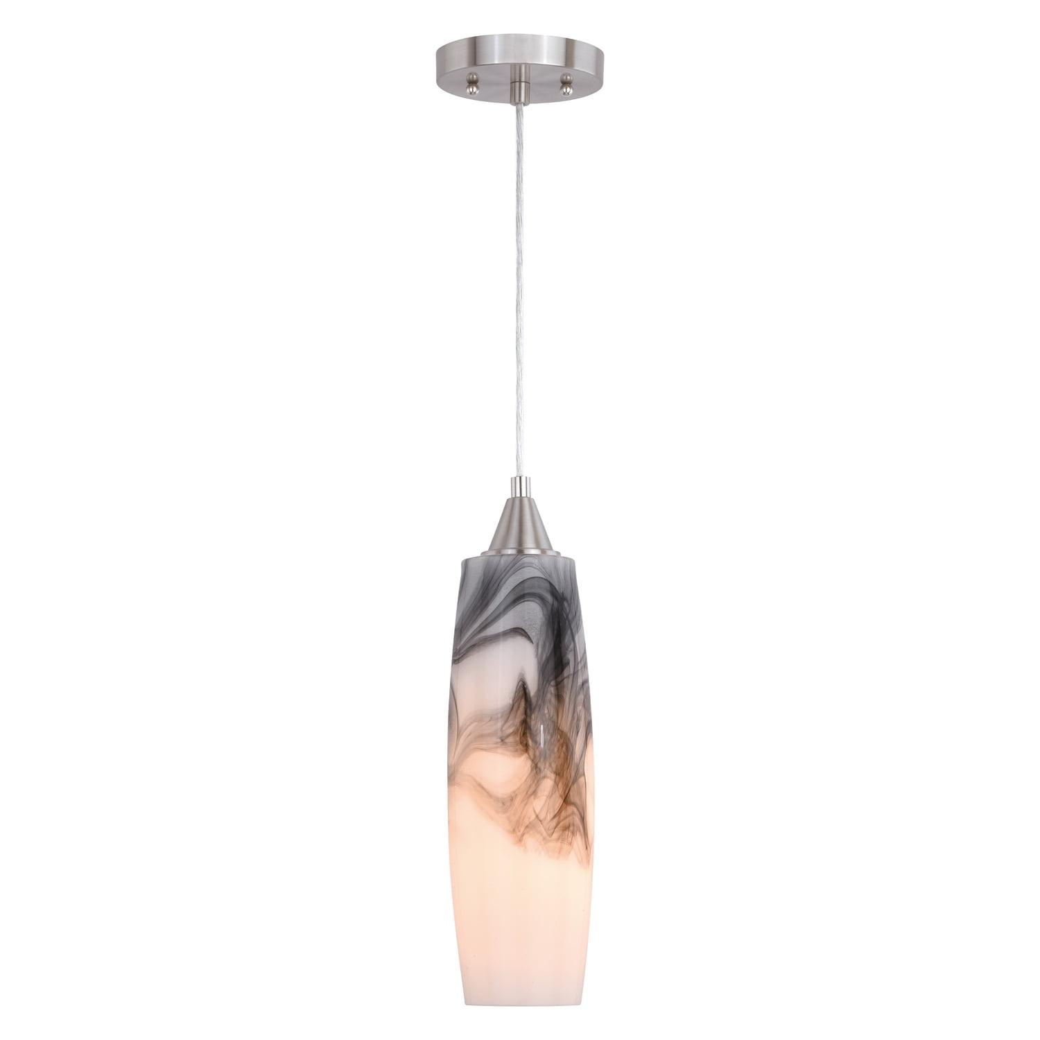 Vaxcel Milano Nickel Mini Pendant Ceiling Light Black and White Glass