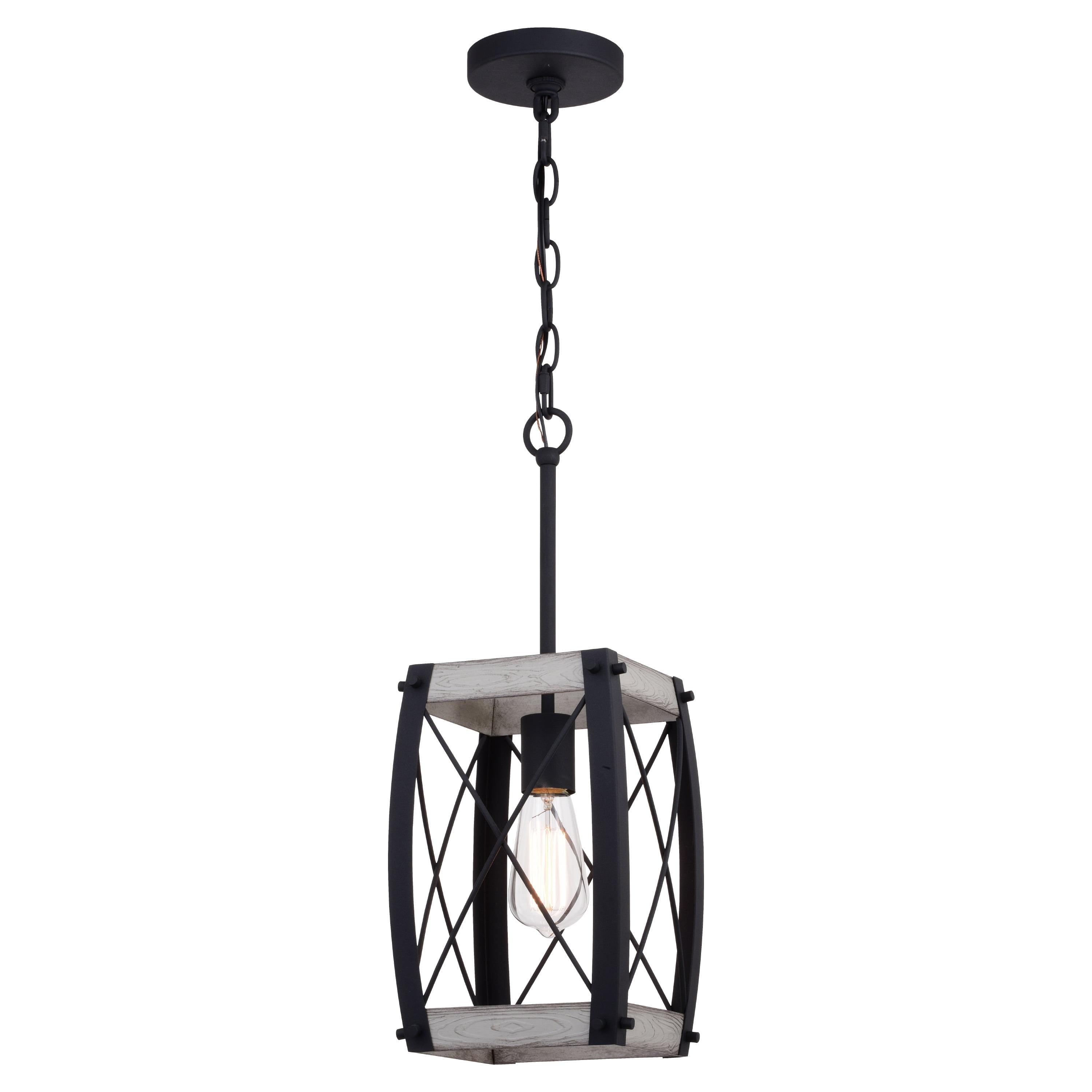 Textured Black and White Ash Farmhouse Mini Pendant Light