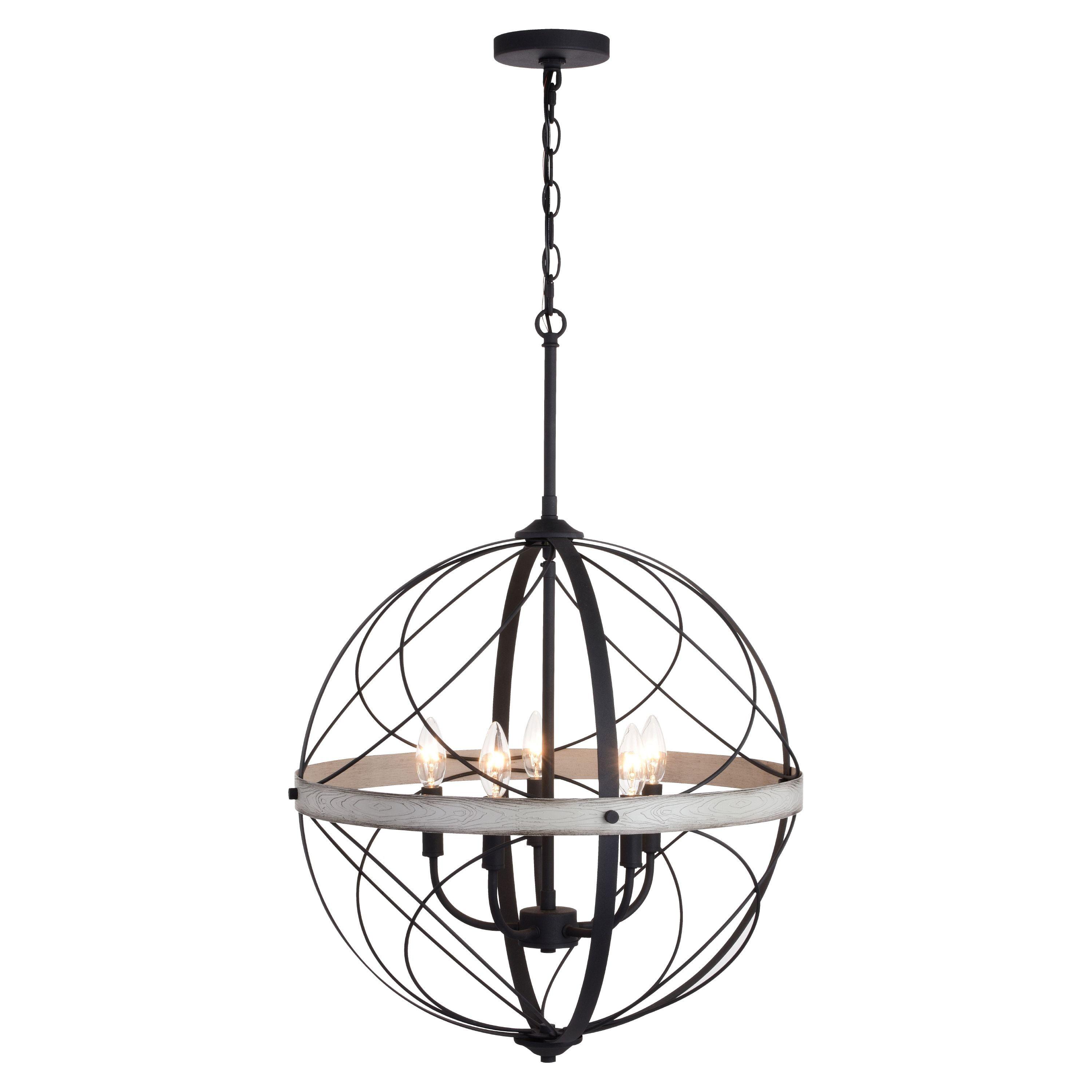 Montclare 21.25" Textured Black and White Ash Farmhouse Globe Pendant Light