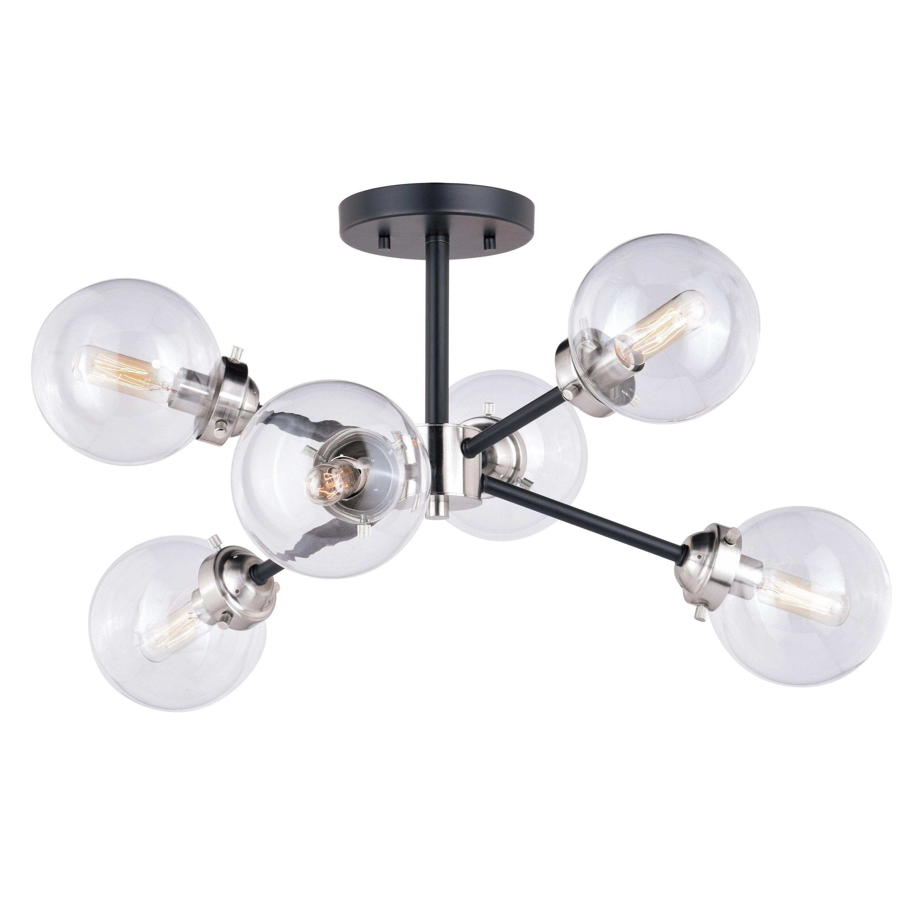 Orbit 25" Satin Nickel & Oil Rubbed Bronze Globe Semi-Flush Mount