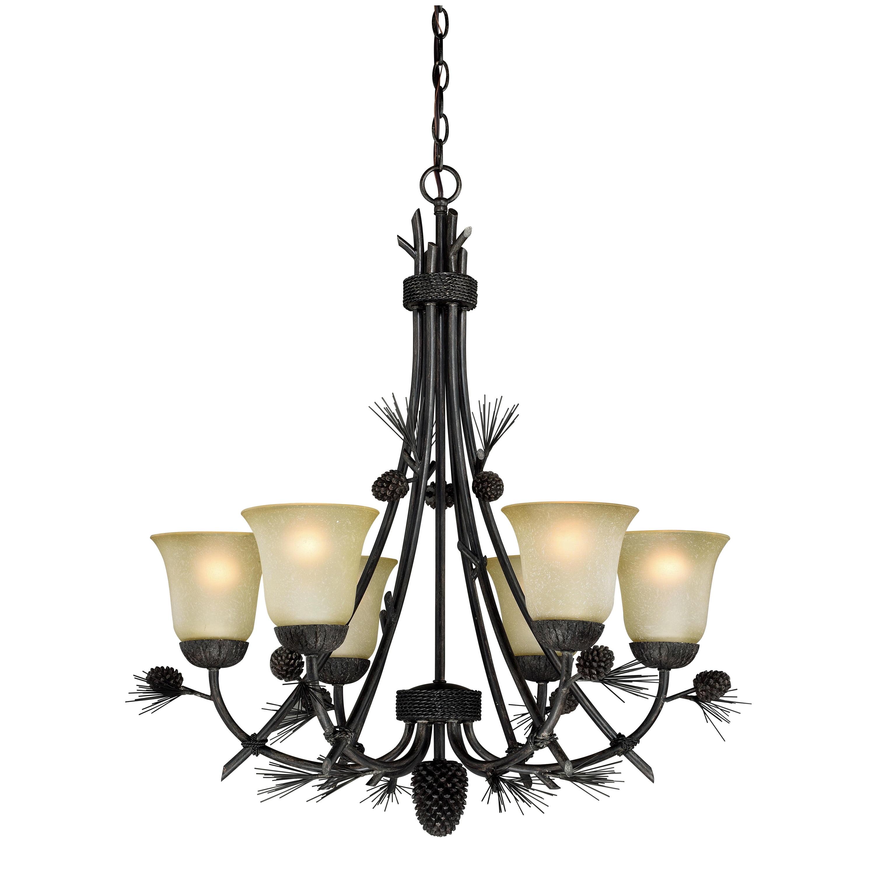 Vaxcel Sierra 6 - Light Chandelier in  Black Walnut