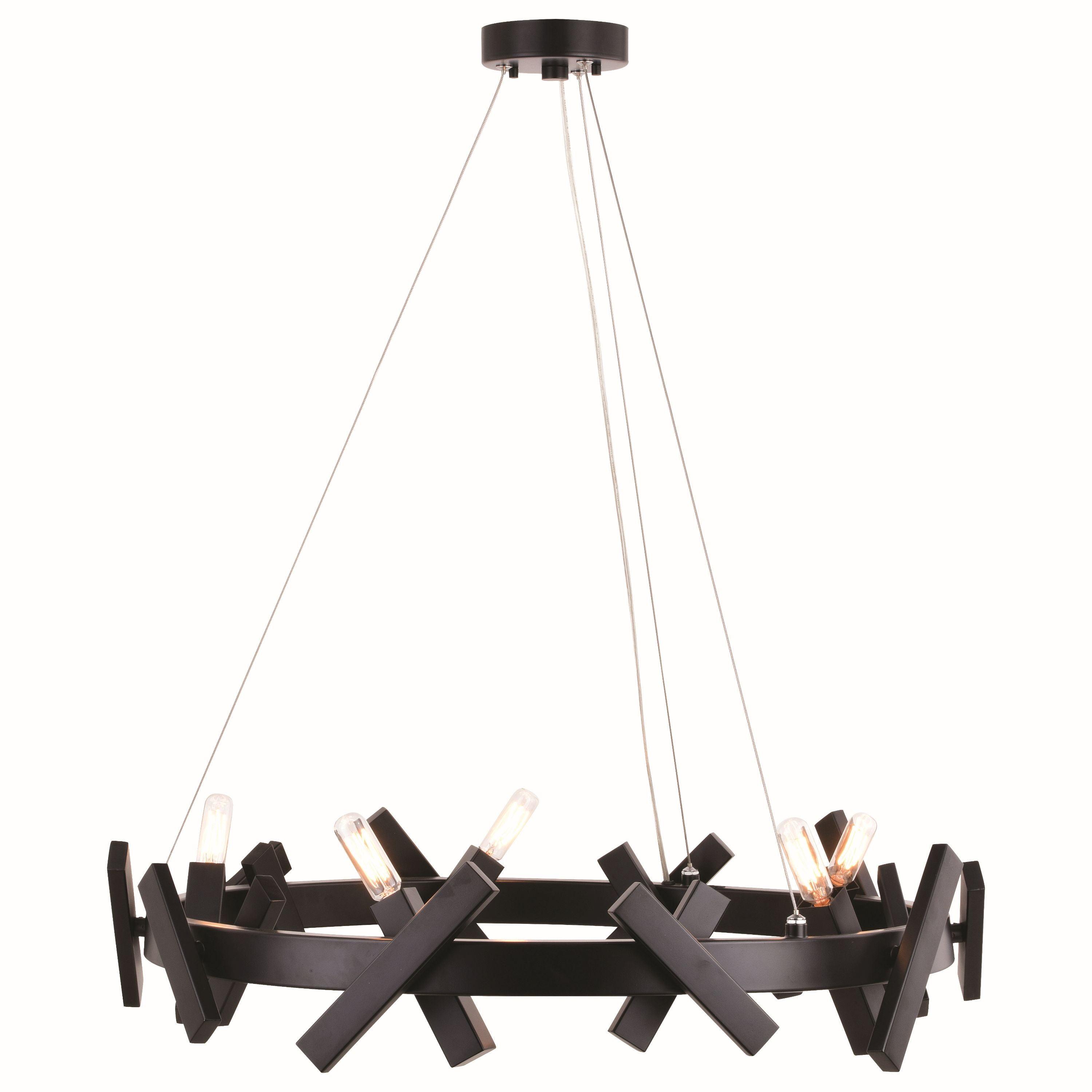 Matte Black 28-Inch Contemporary Wheel Chandelier