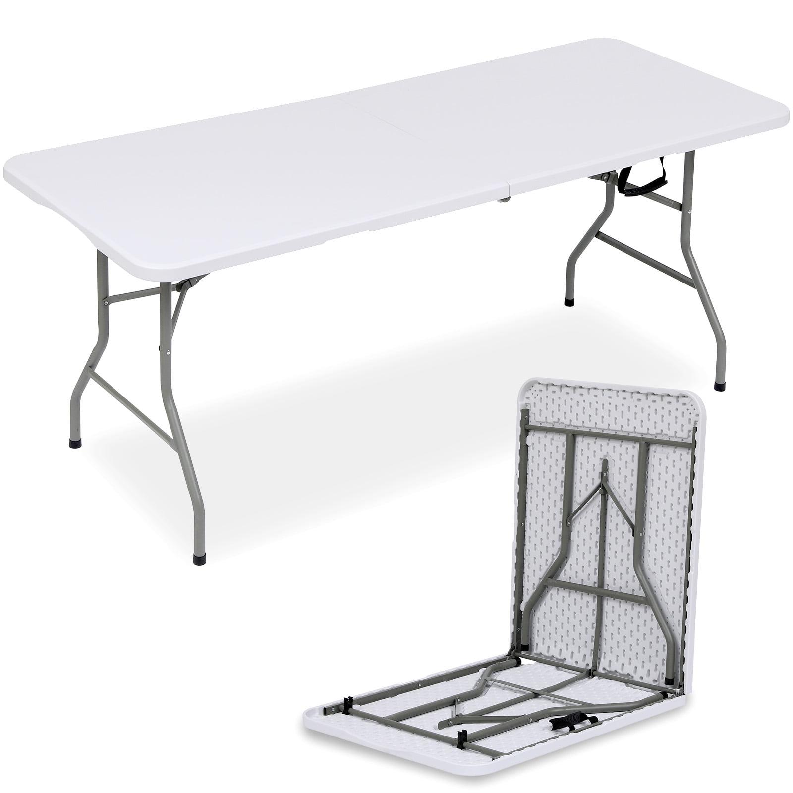 6ft White Heavy-Duty Foldable Plastic Camping Table