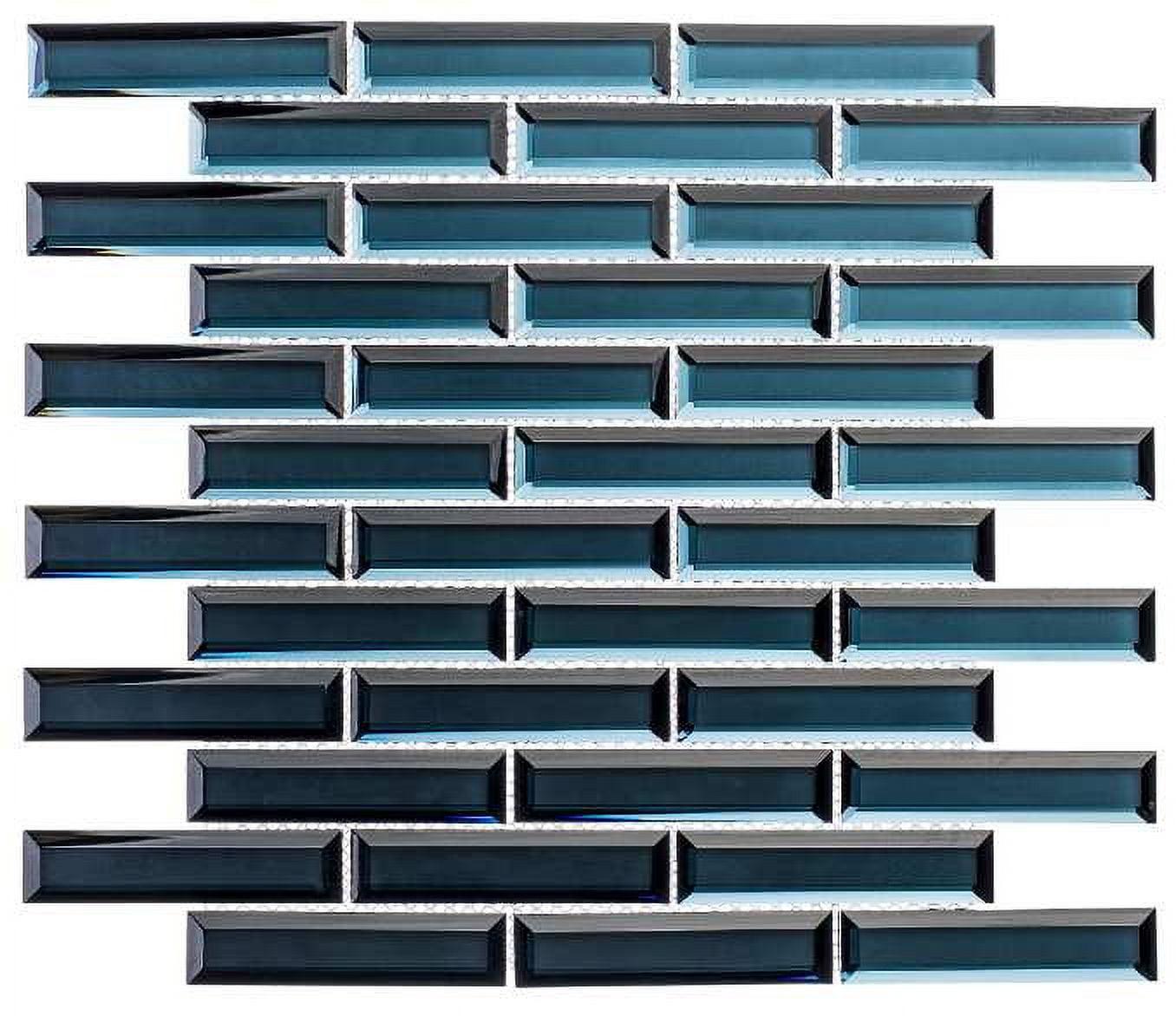 Turquoise Beveled Glass Brick Joint Mosaic Wall Tile